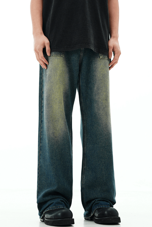 Japanese Brand × Jean American washed distressed retro straight wide-leg jeans Size US 32 / EU 48 - 4 Thumbnail