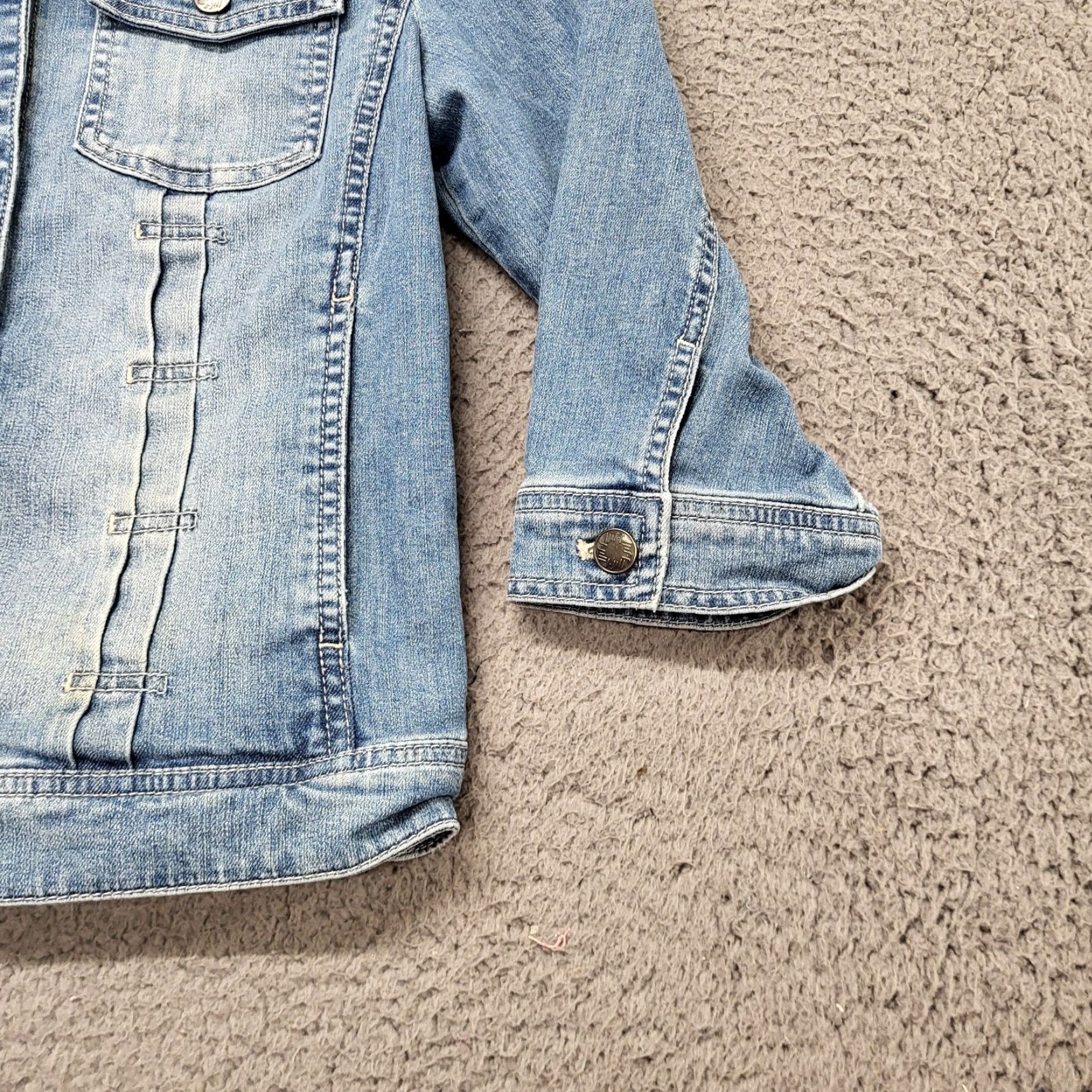 J. Jill J. Jill Denim Trucker Jacket Womens Size S Blue Cotton Stretch Button Up Pocket Jacket Size S / US 4 / IT 40 - 4 Thumbnail