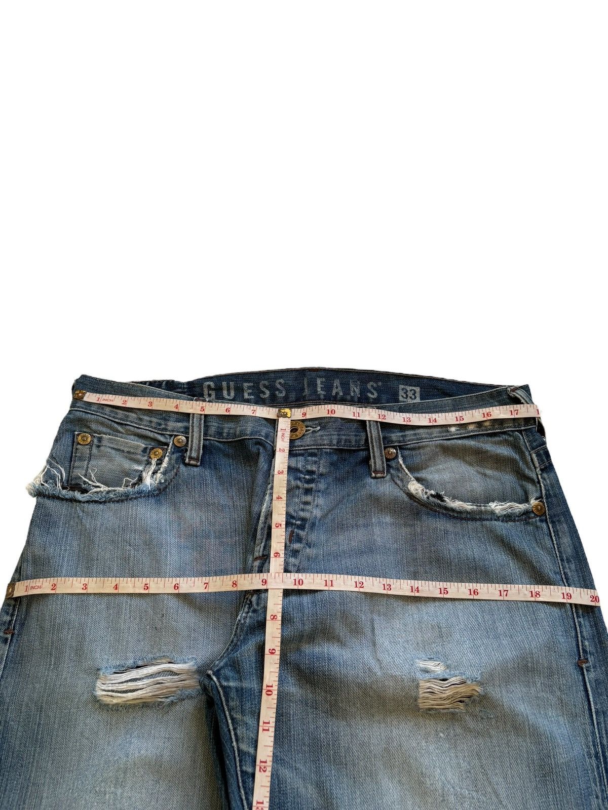 Guess Vintage Guess Faded Wash Distressed Ripped Baggy Jeans Size US 35 - 11 Thumbnail