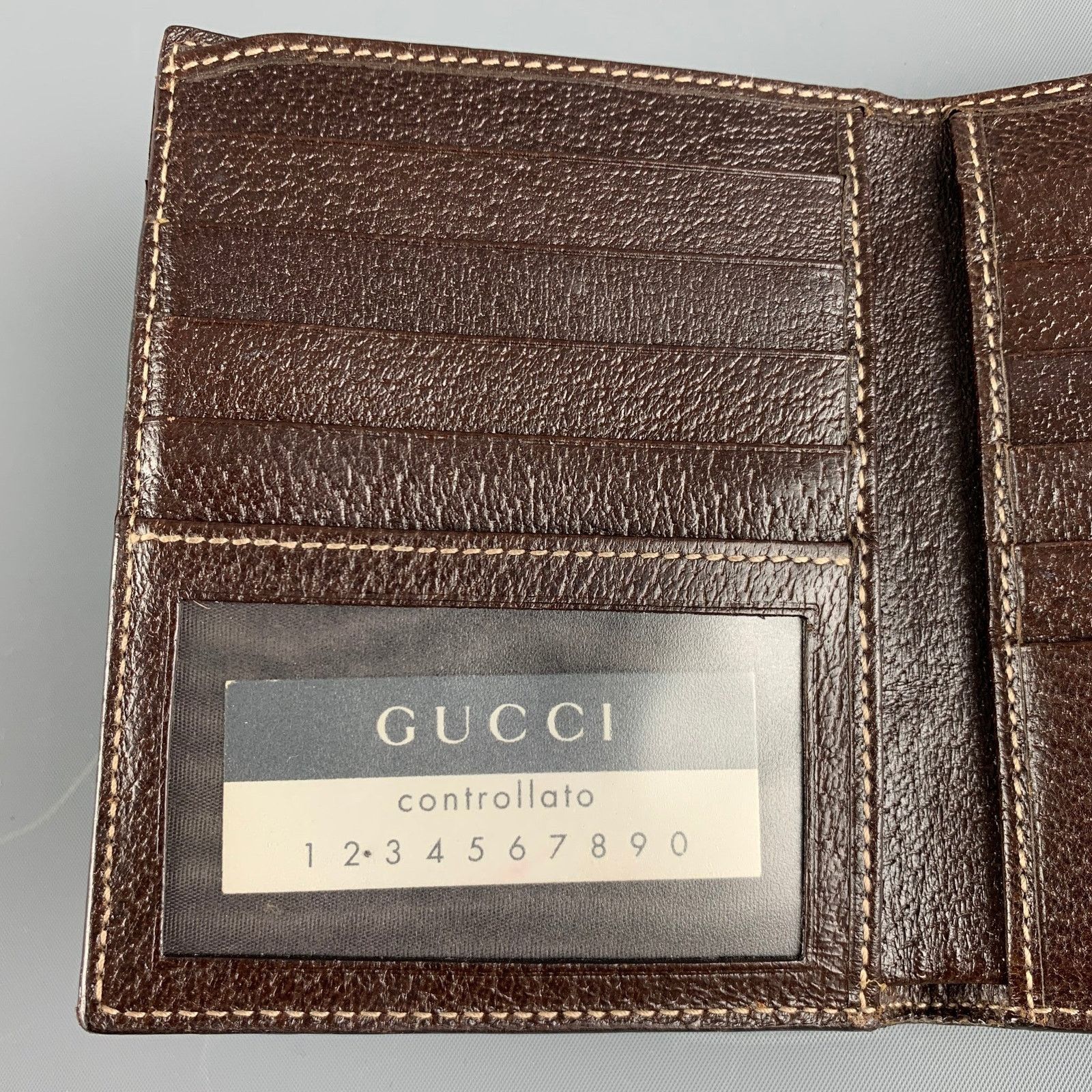 Gucci GUCCI Walet Brown Beige Monogram Canvas Leather Size ONE SIZE - 7 Thumbnail