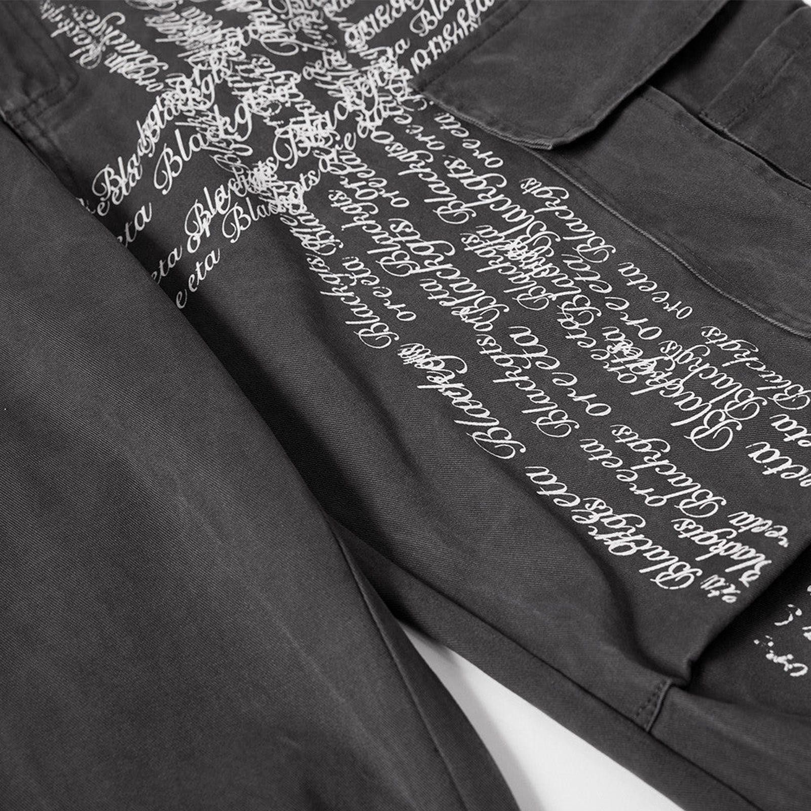 Other Gray Graphic Cargo Wide Leg Pants Size US 30 / EU 46 - 4 Thumbnail