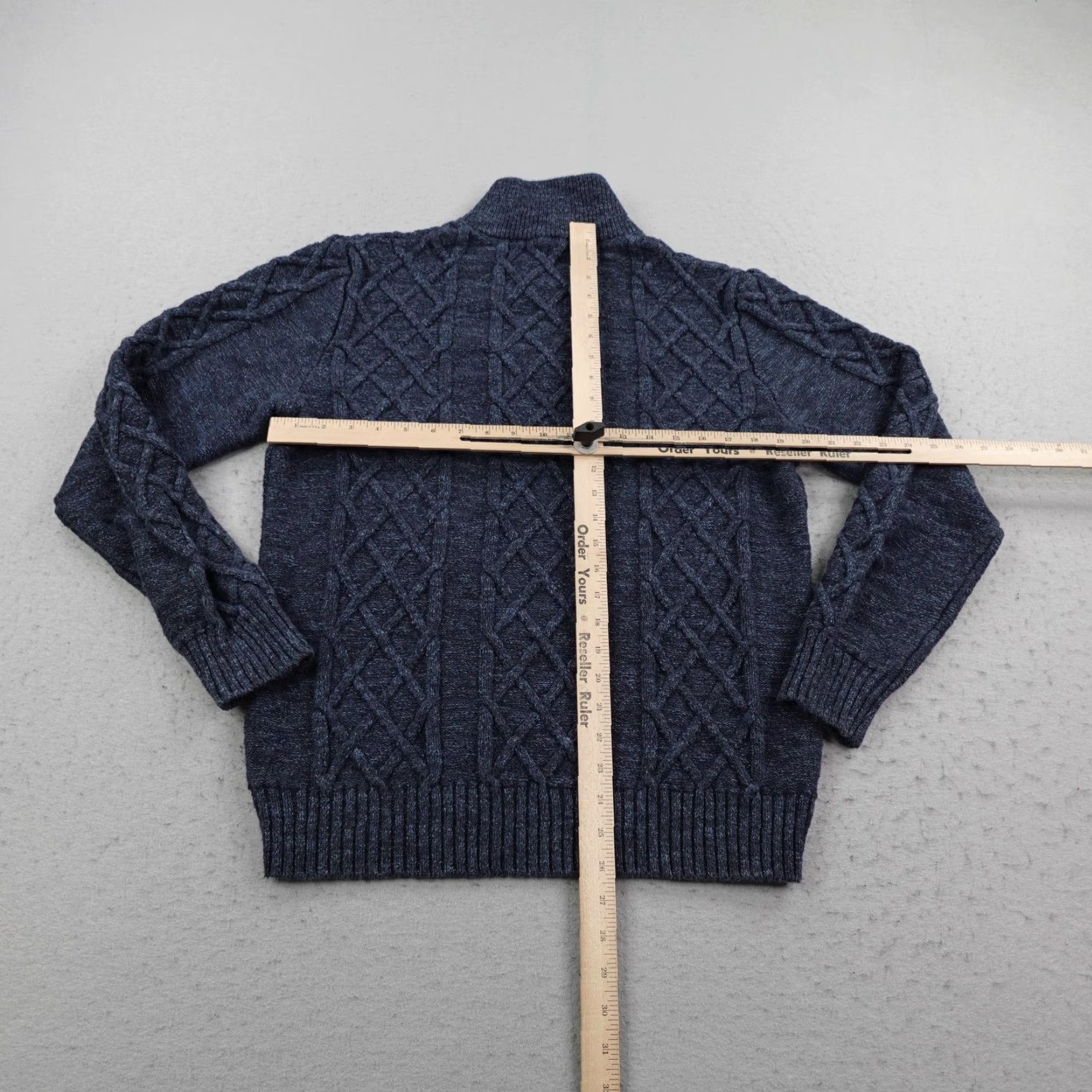 Gap Gap Sweater Mens Large Blue Cable-Knit Mock Neck Henley Pullover Heavyweight Casual Business Travel Size US L / EU 52-54 / 3 - 5 Thumbnail
