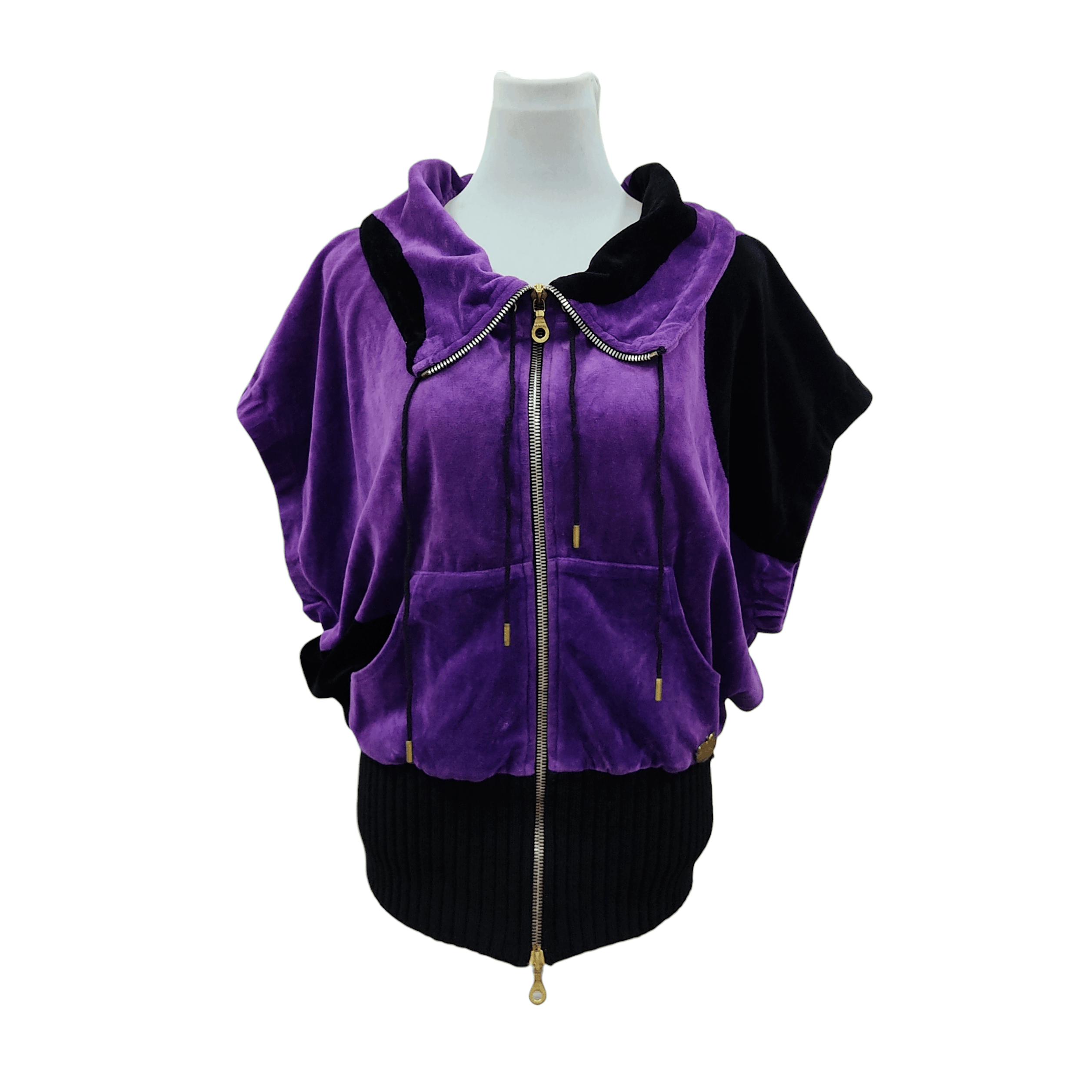 Sonia Rykiel Vtg "Karma Body & Soul" Dolman Short Sleeve Velour Jacket Size M / US 6-8 / IT 42-44 - 1 Thumbnail