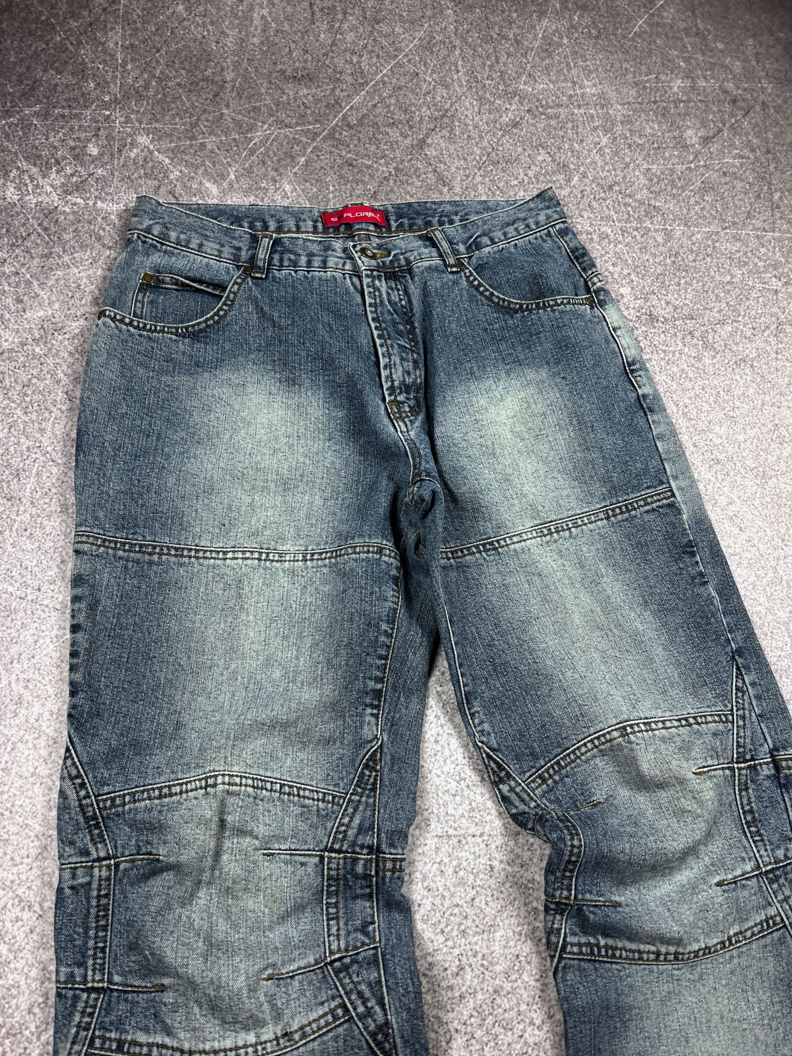 Vintage Y2K Wide Leg Panel Denim Jeans Baggy Skater Distressed Fade Size US 32 / EU 48 - 5 Thumbnail