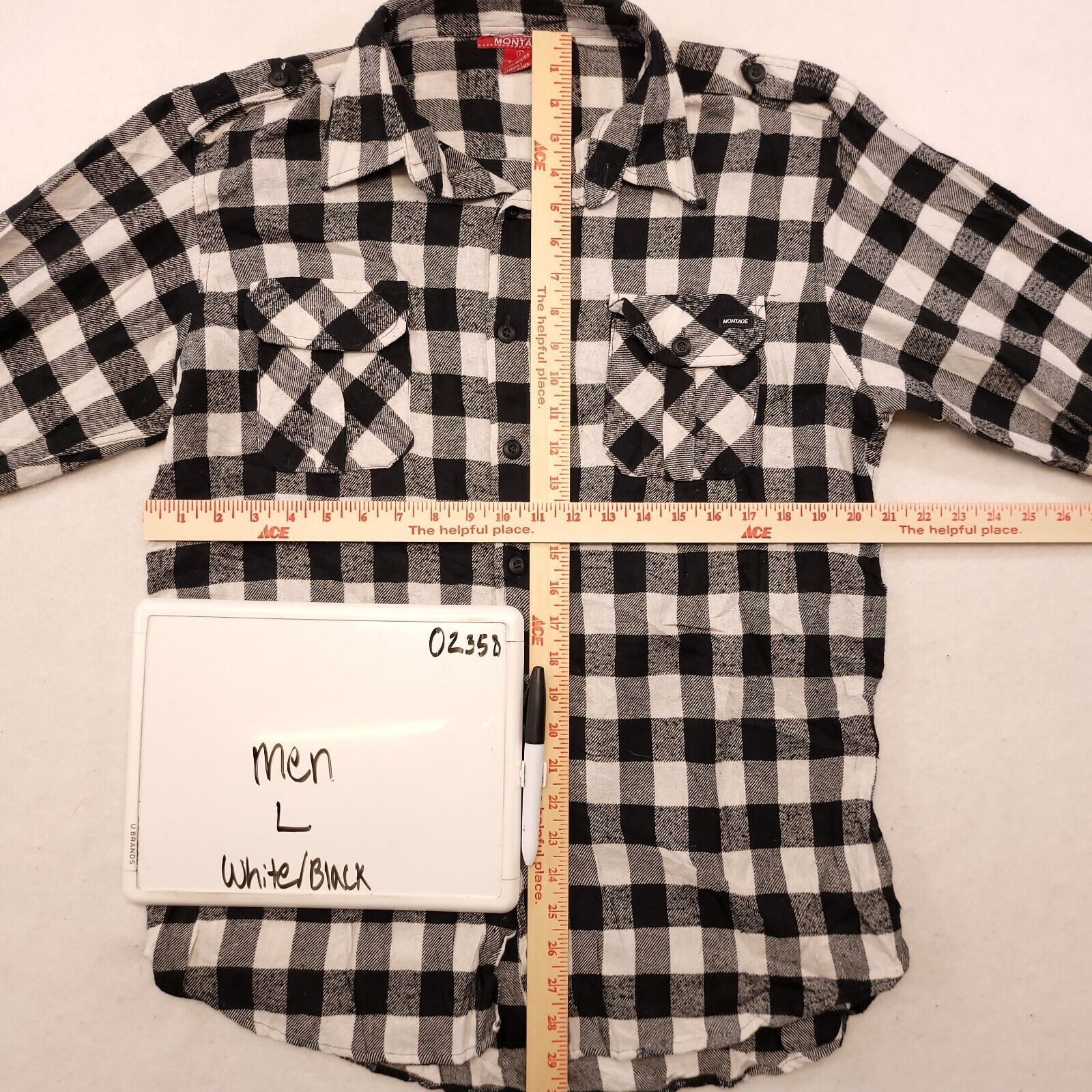 Montage Montage Gingham Flannel Shirt Mens Size Large L Black White Size US L / EU 52-54 / 3 - 6 Thumbnail