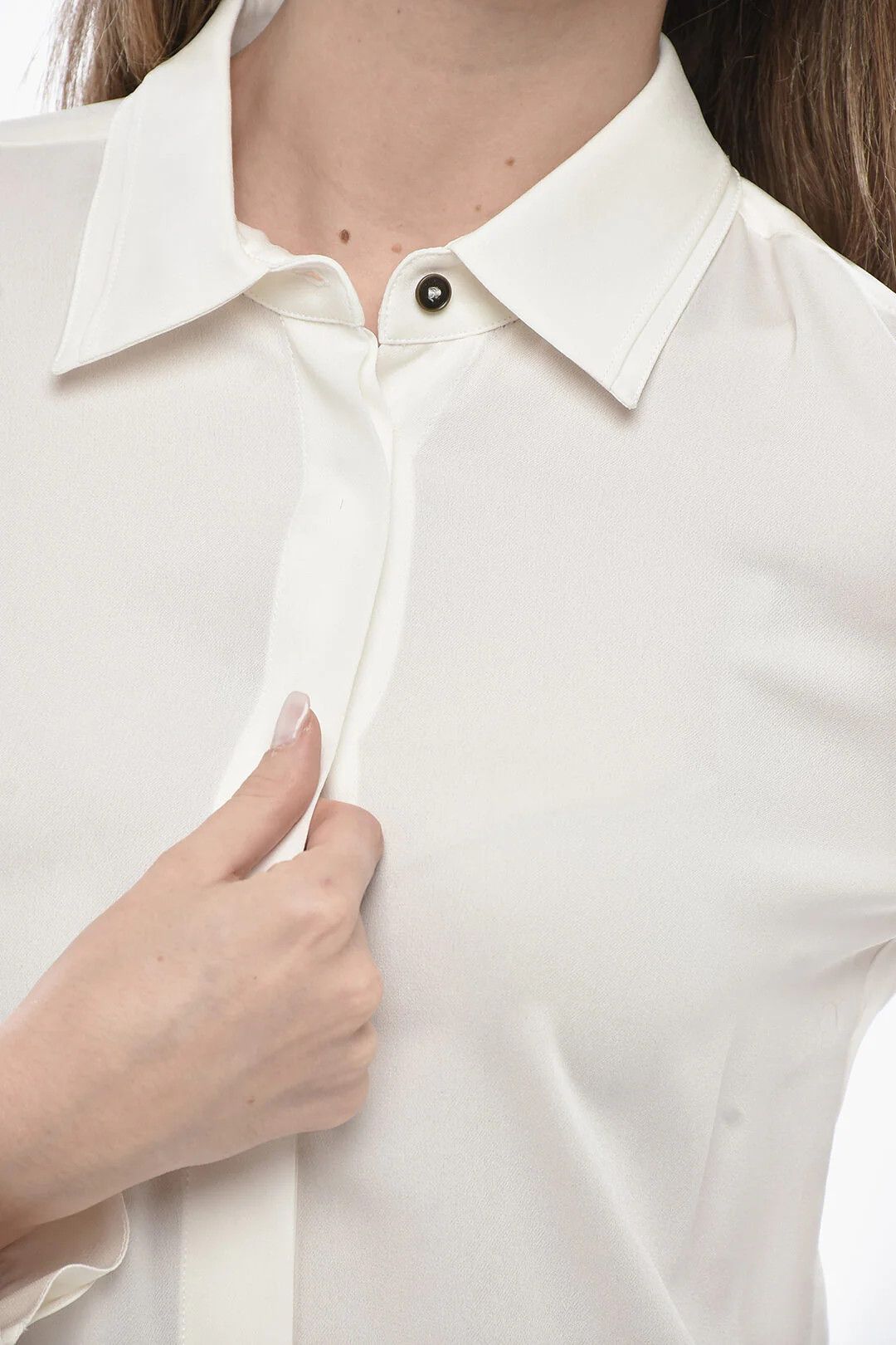 Max Mara og1mm0426 Silk Chiffon Blouse in White Size S / US 4 / IT 40 - 3 Thumbnail