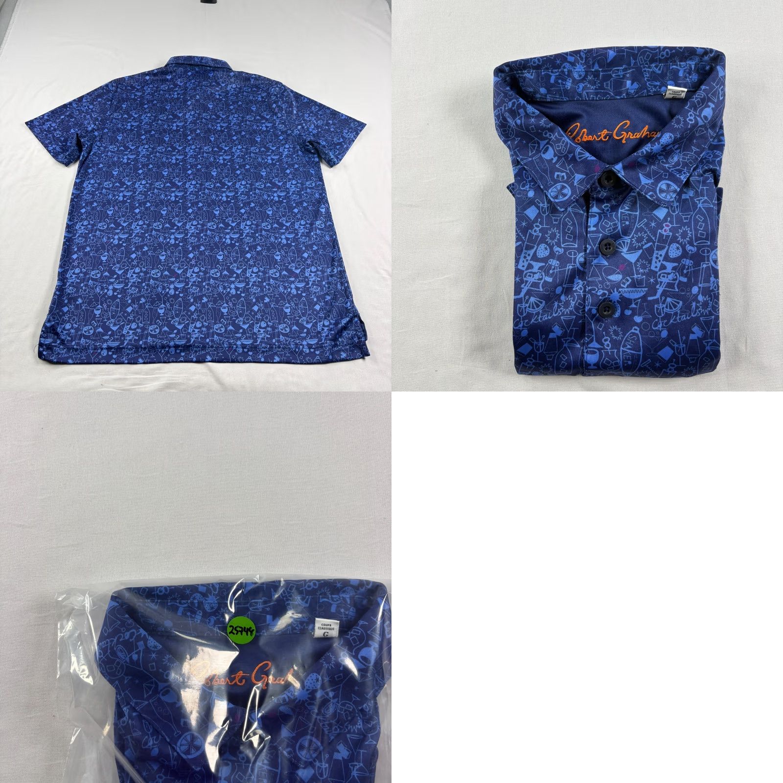 Robert Graham Robert Graham Polo Shirt Men L Blue Golf Performance Stretch Short Sleeve Collared Button-Front Size US L / EU 52-54 / 3 - 8 Thumbnail