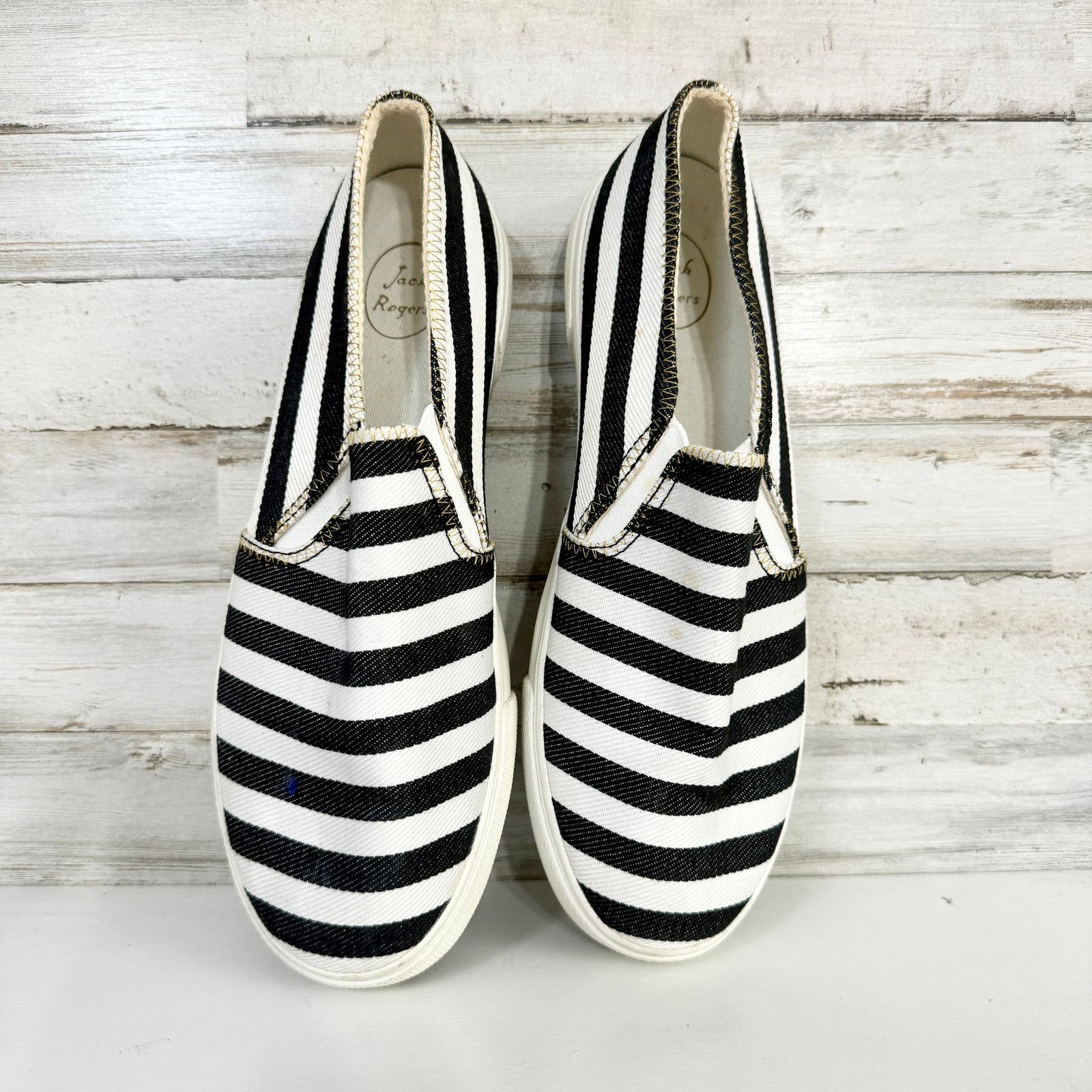 Jack Rogers Jack Rogers Women's Slip On Shoe Black White Striped 8.5 Size US 8.5 / IT 38.5 - 3 Thumbnail