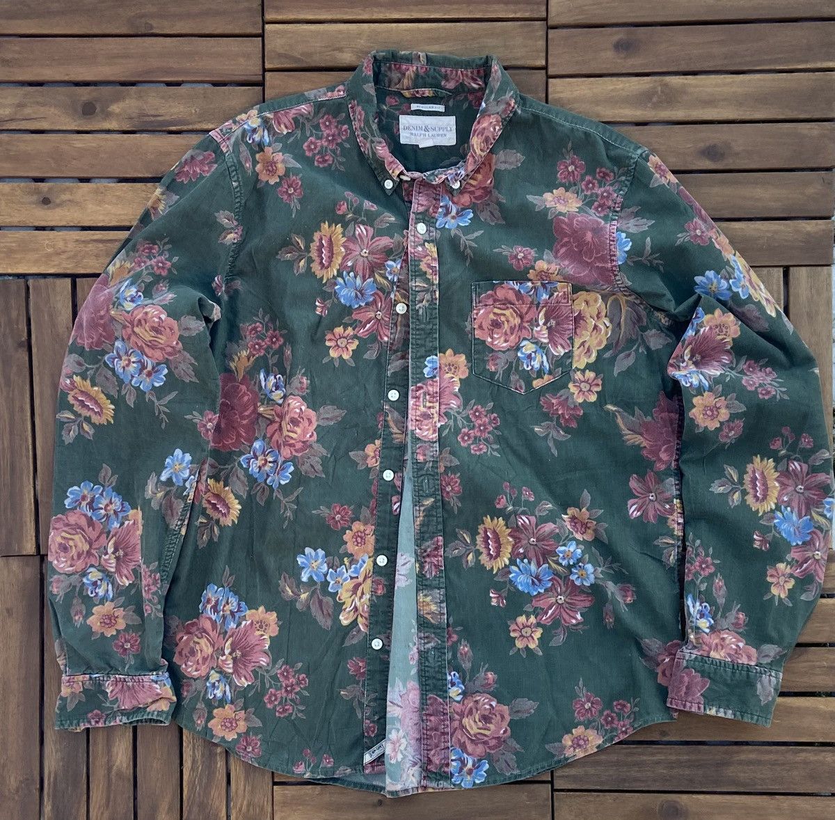 Denim & Supply Ralph Lauren 🟤Vintage Denim & Supply Corduroy Floral Shirt Rare🟤 Size US L / EU 52-54 / 3 - 2 Thumbnail