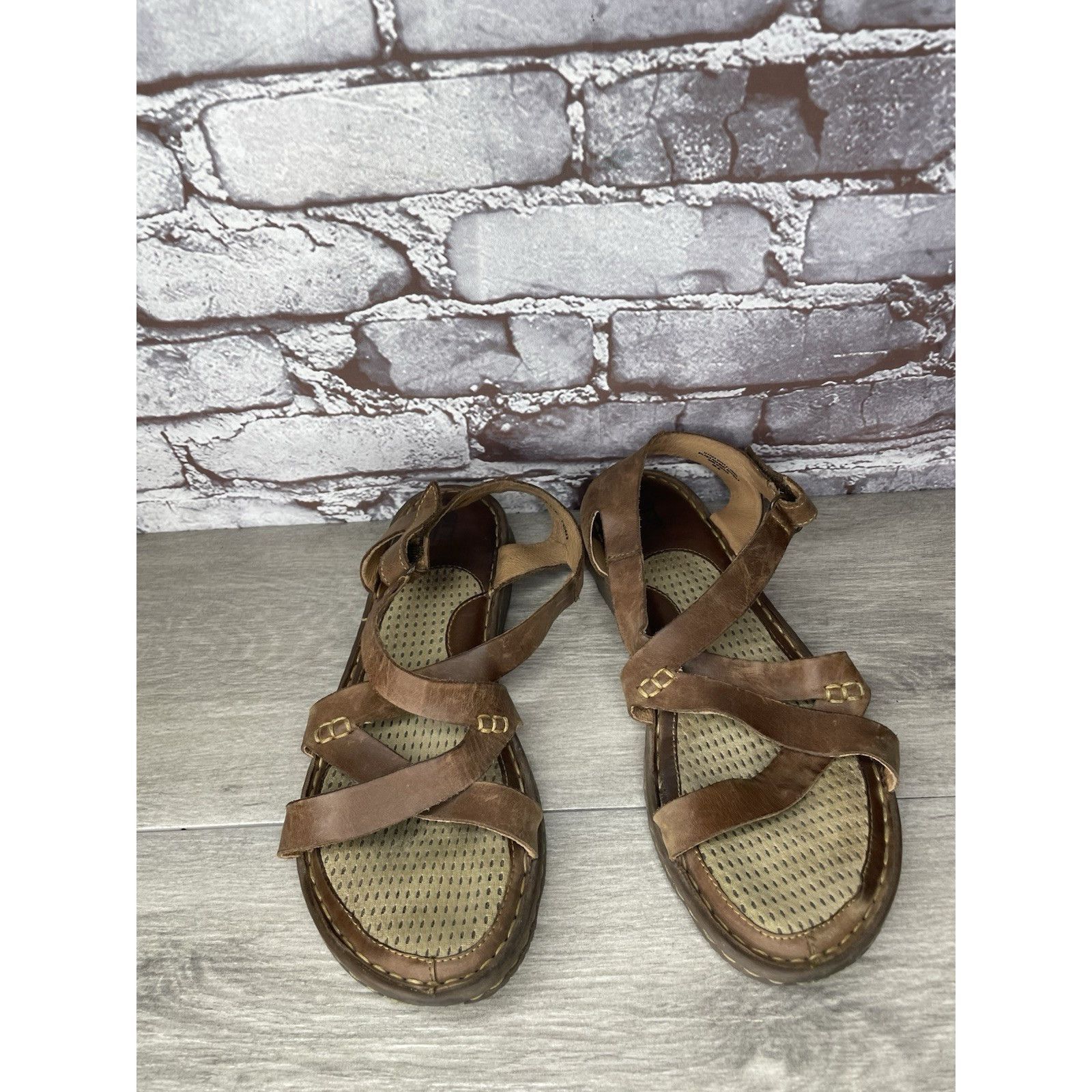 Born Born Handcrafted Brown Leather Strappy Casual Sandals Women’ Size US 10 / IT 40 - 3 Thumbnail