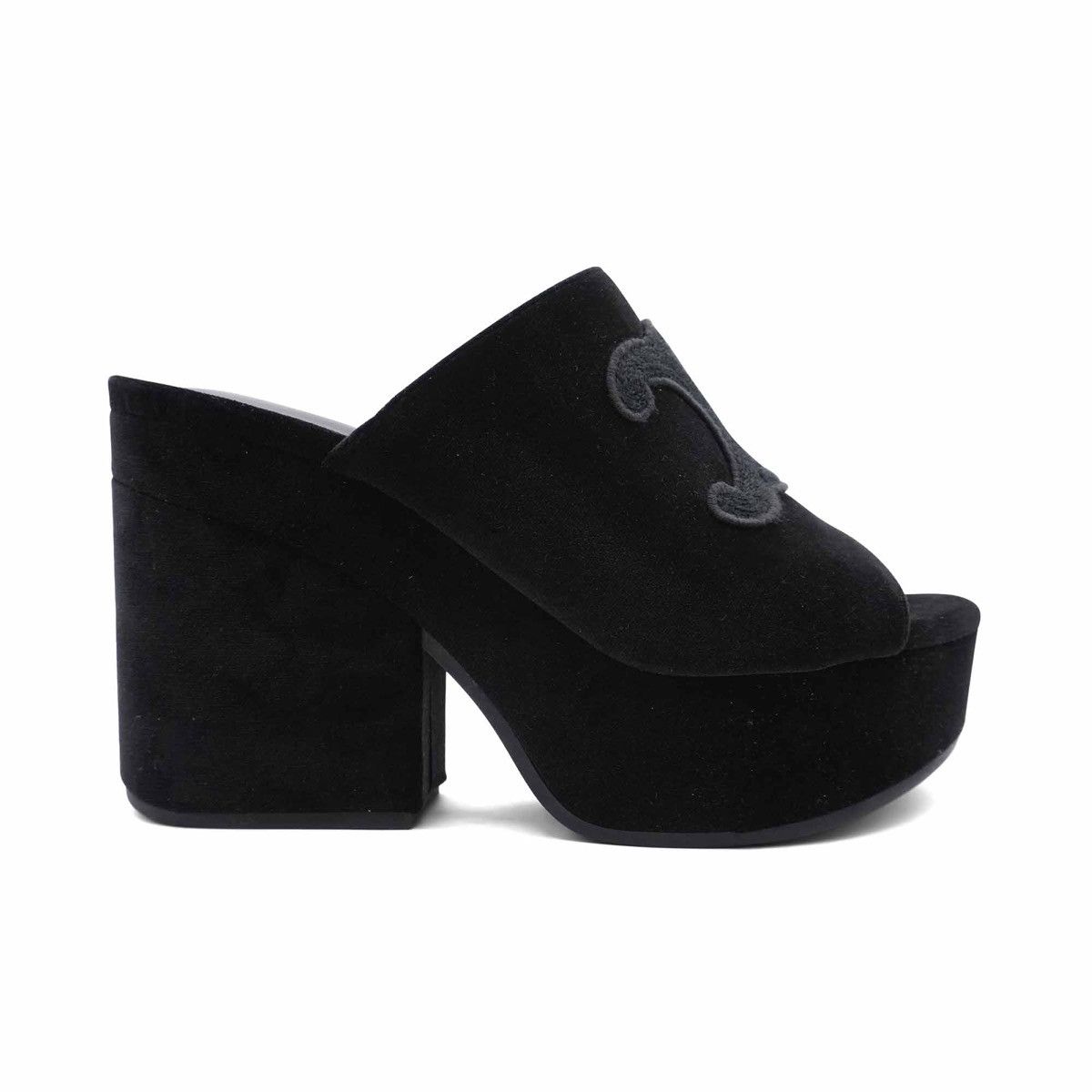 Celine Celine 'Elena' Black Velvet Mules Size US 7 / IT 37 - 1 Thumbnail