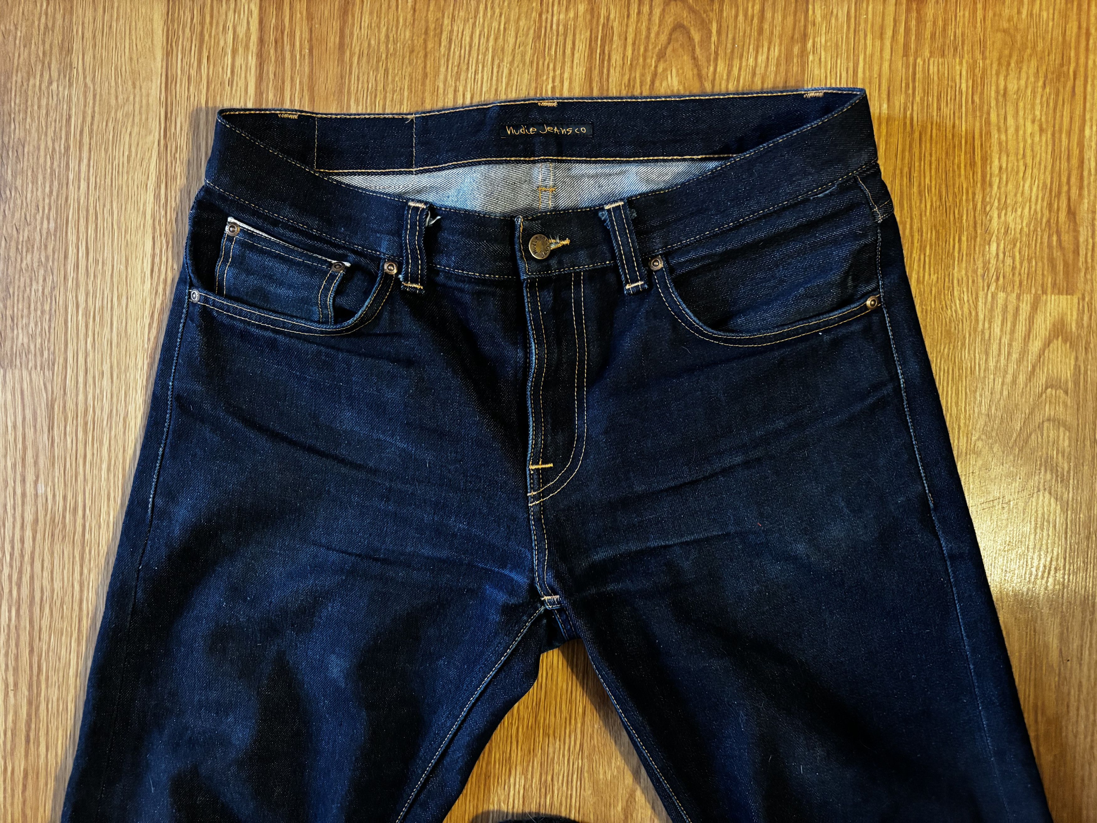 Nudie Jeans STEADY EDDIE DRY BROKEN NAVY W32/L34 Straight Jeans 