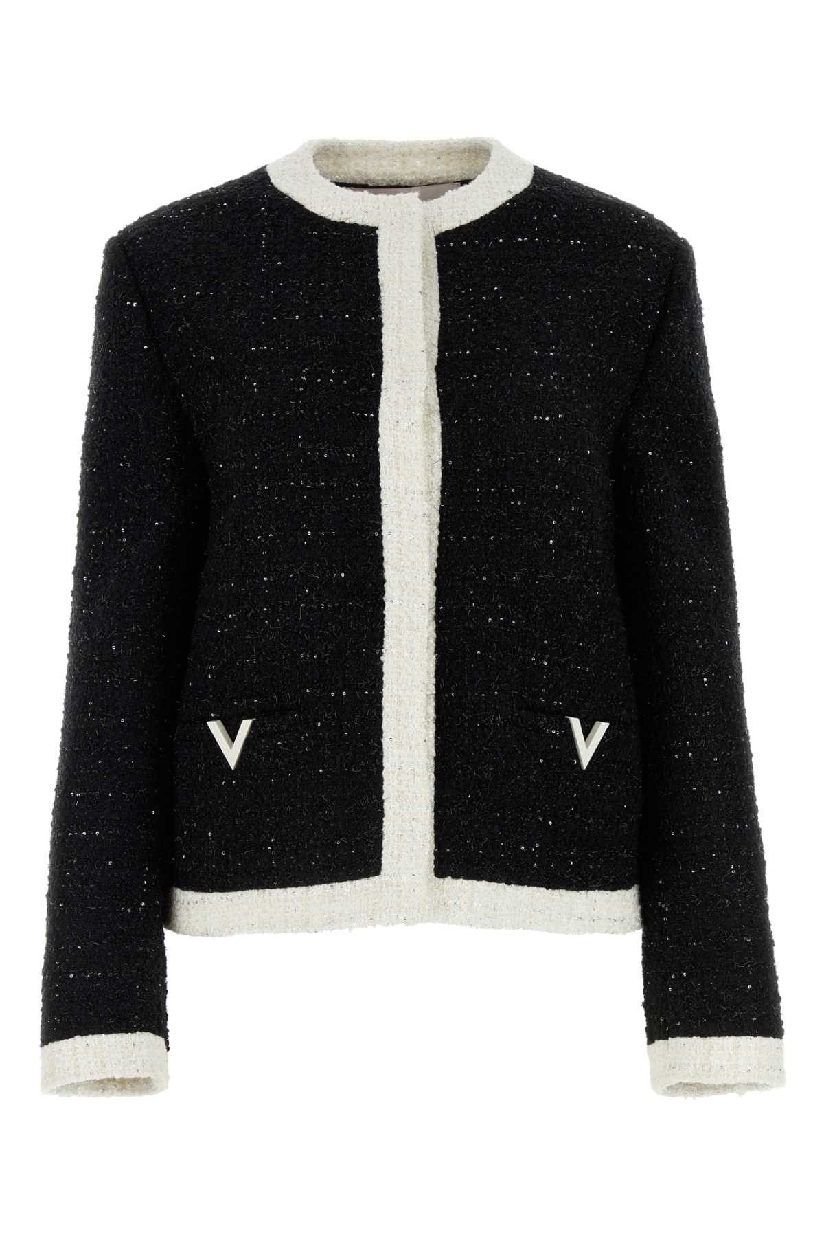 image of Valentino Garavani Black Tweed Blazer, Women's (Size XS)