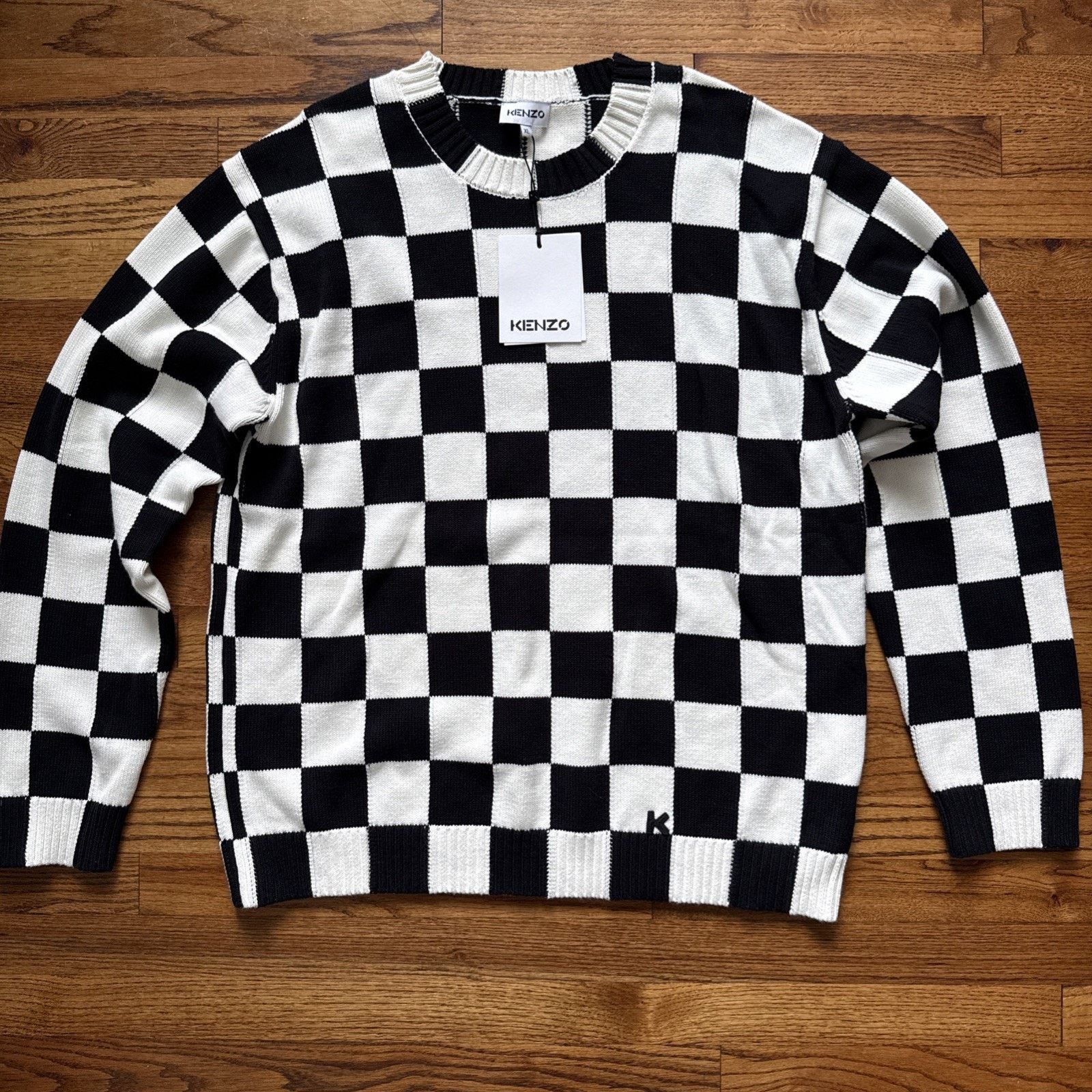 Kenzo Kenzo Black & White Check Sweater Size XL Size US XL / EU 56 / 4 - 2 Thumbnail