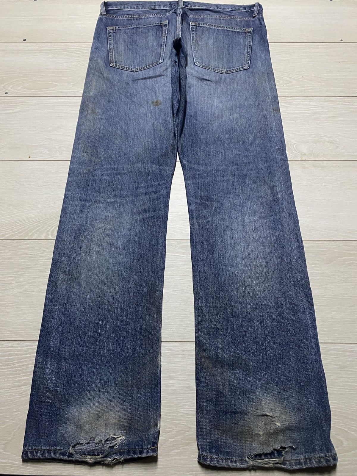 Japanese Brand Vintage Uniqlo Grunge Selvedge Distressed Jeans Size US 36 / EU 52 - 2 Thumbnail