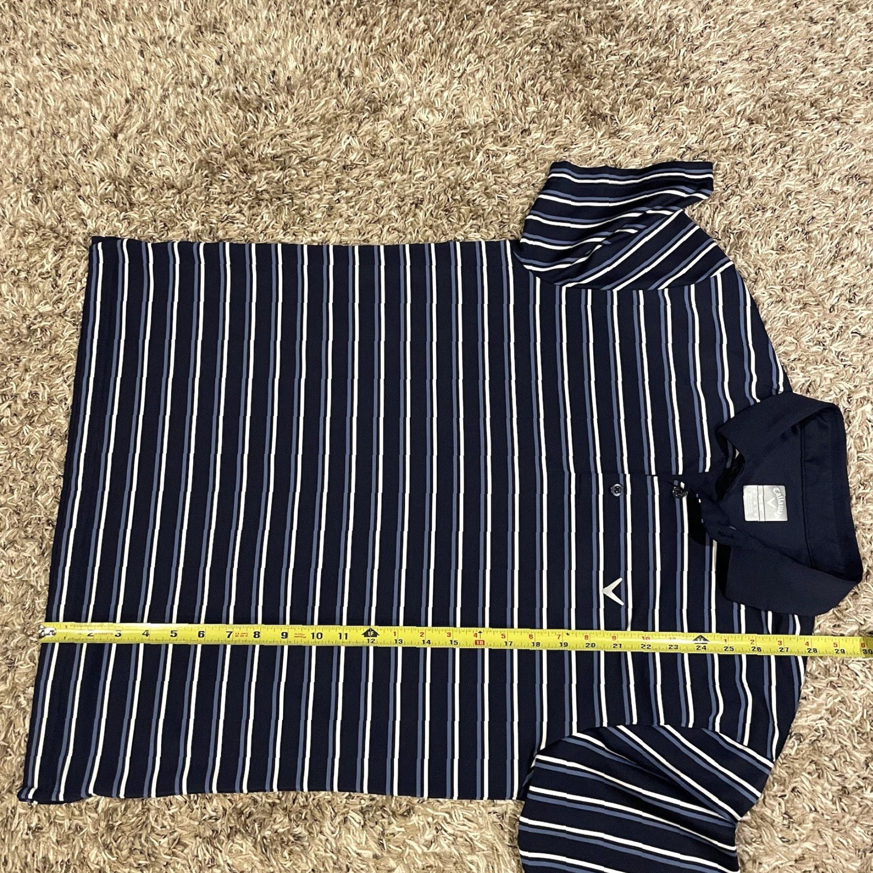 Callaway Callaway Polo Shirt Mens M Blue Striped Opti-Dri Stretch Short Sleeve Size US M / EU 48-50 / 2 - 6 Thumbnail