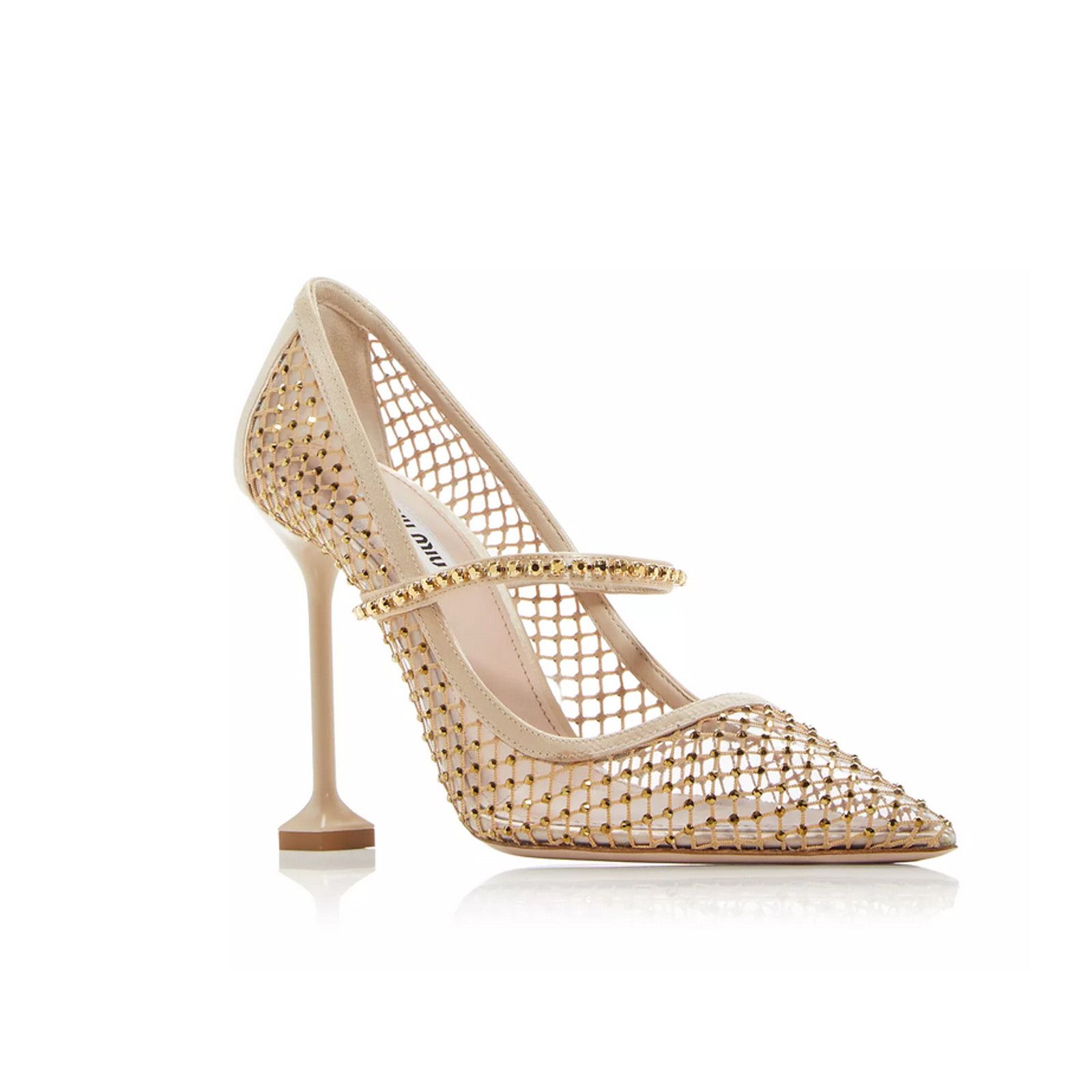 Miu Miu Miu Miu Embellished Mesh Pointed Toe Pumps Sabbia Size 38EU Size US 8 / IT 38 - 1 Preview