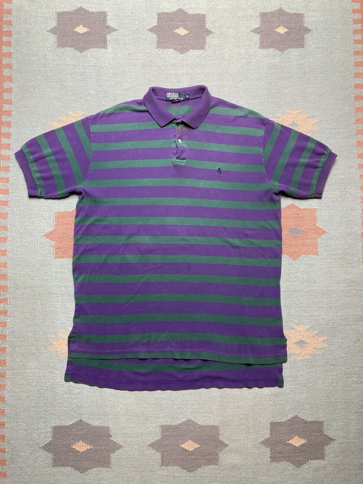 Polo Ralph Lauren × Vintage VTG Ralph Lauren polo shirt striped Charlotte hornets large Size US L / EU 52-54 / 3 - 1 Thumbnail