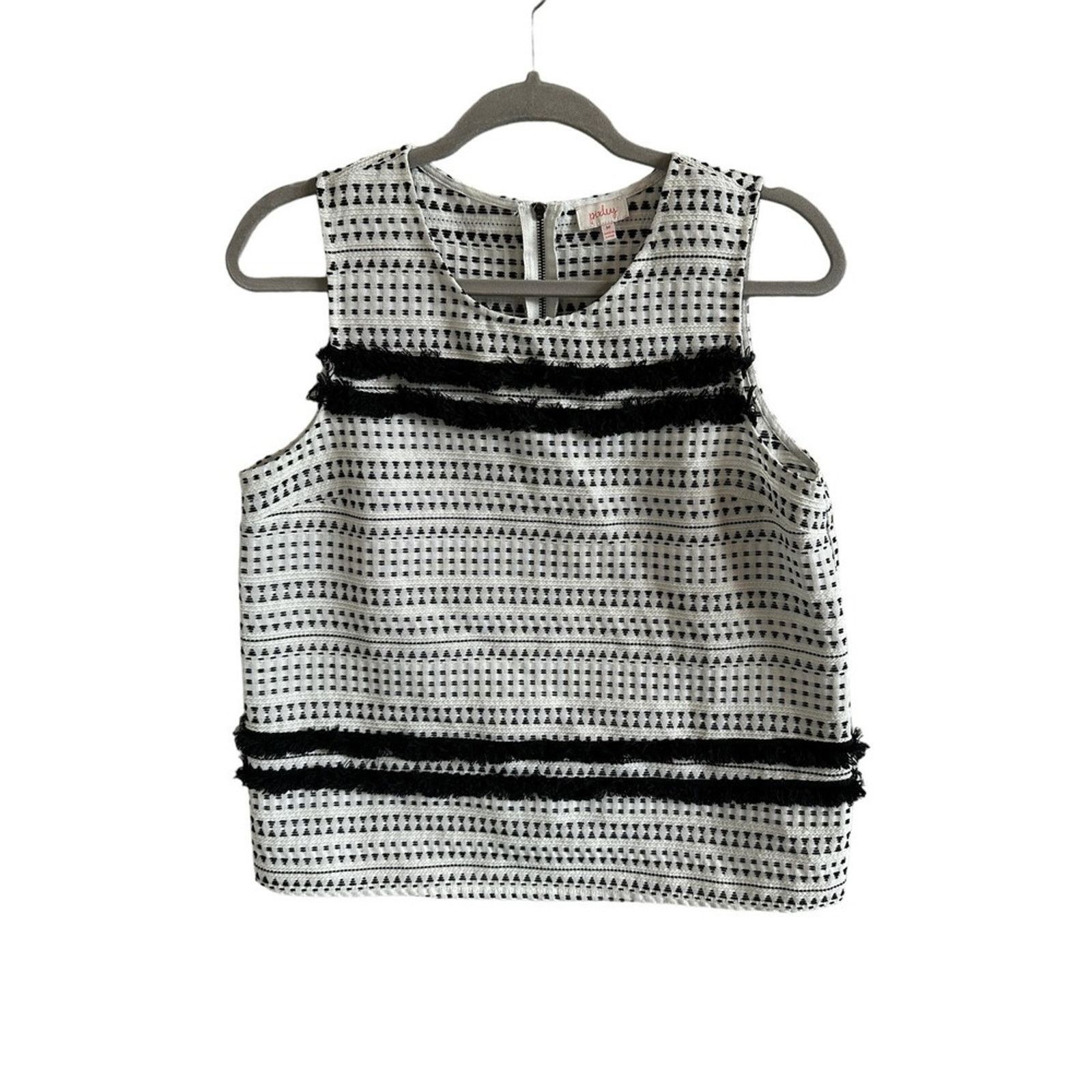 Other Pixley White and Black Sleeveless Formal Peplum Blouse Size M / US 6-8 / IT 42-44 - 2 Thumbnail