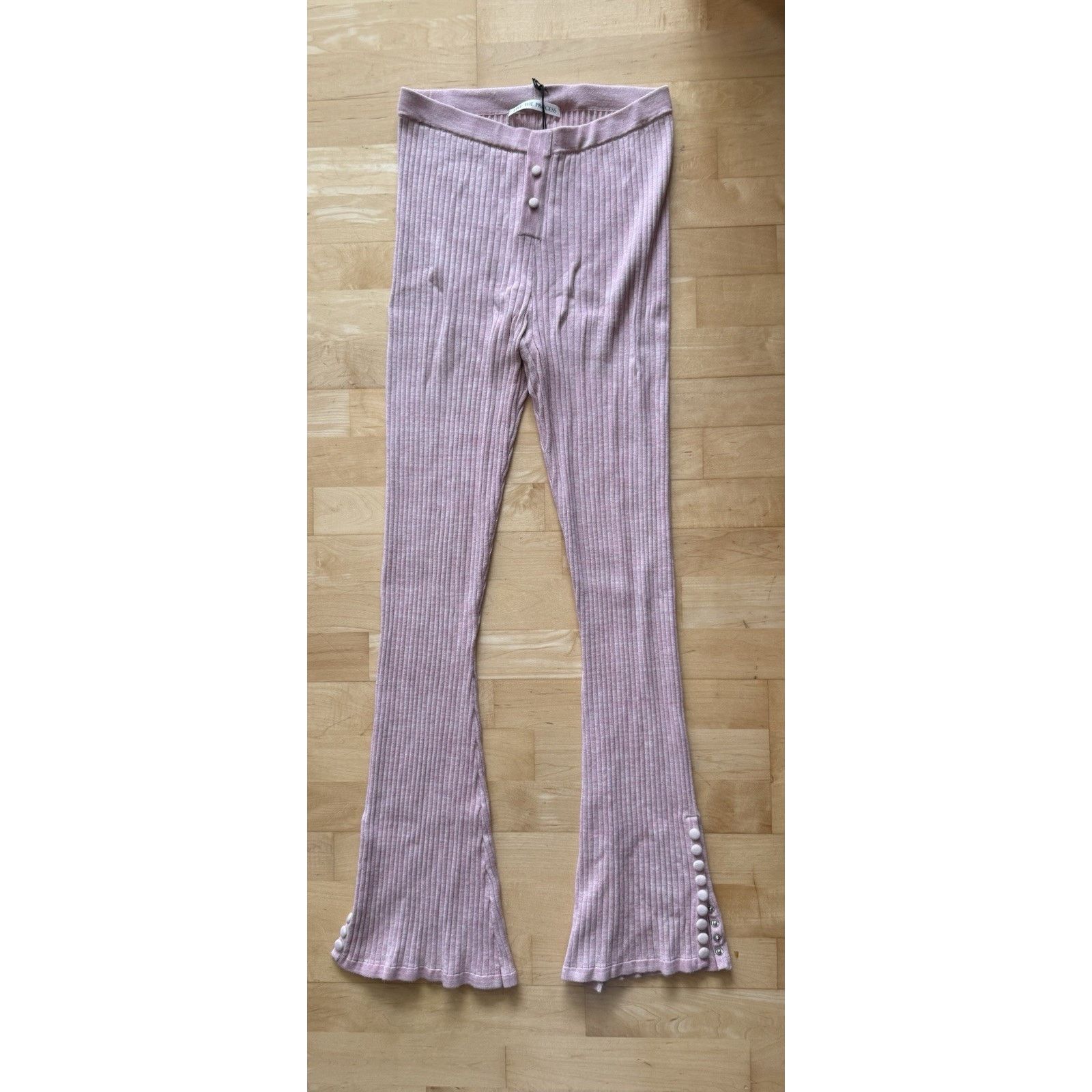 Live The Process NWT Live The Process Dusty Rose Pink Ribbed Flare Pants L Size 29" - 3 Thumbnail