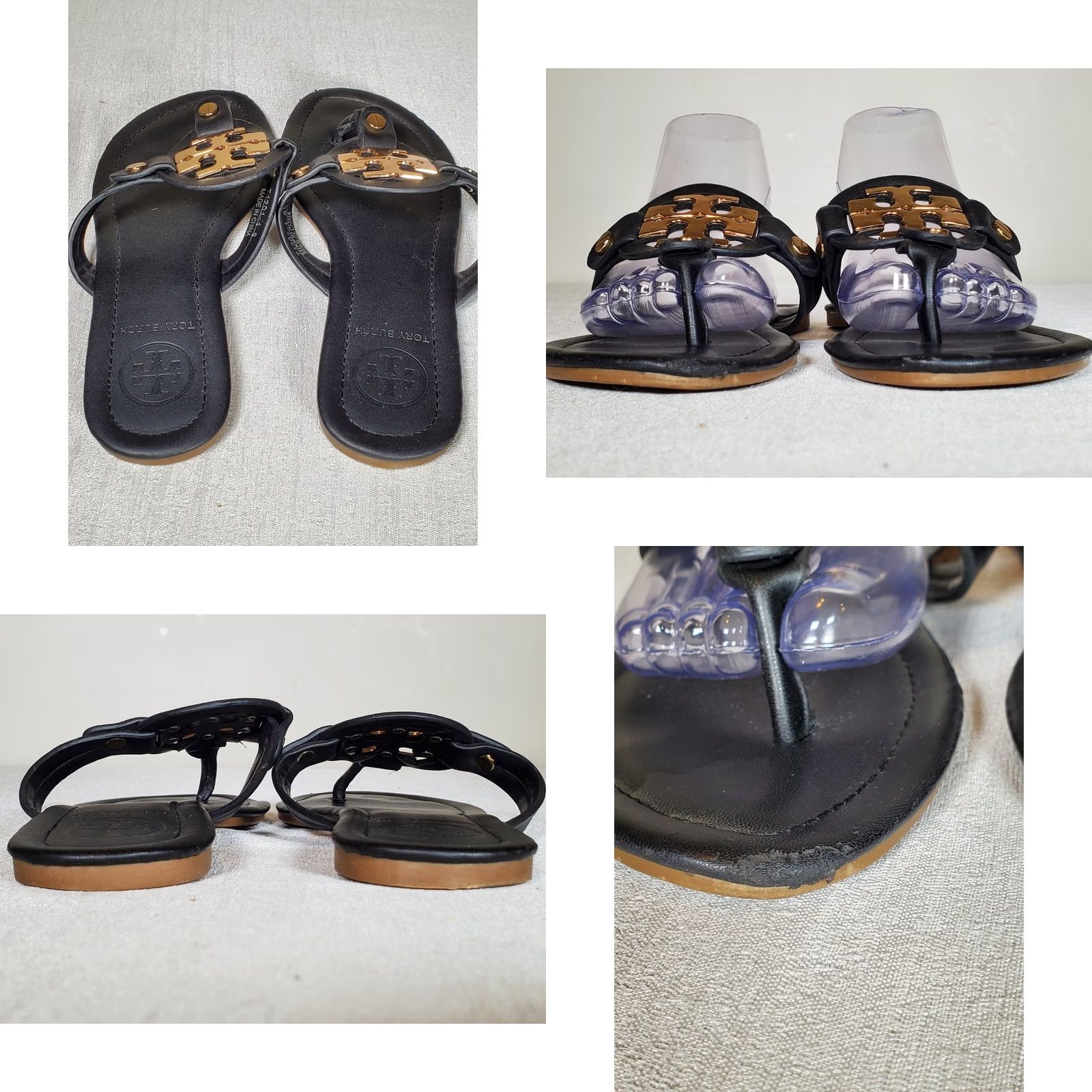 Tory Burch Tory Burch Miller 2 Black Leather Sandal Women US 8 Thong Gold Tone Double T Logo Accents Size US 8 / IT 38 - 8 Thumbnail