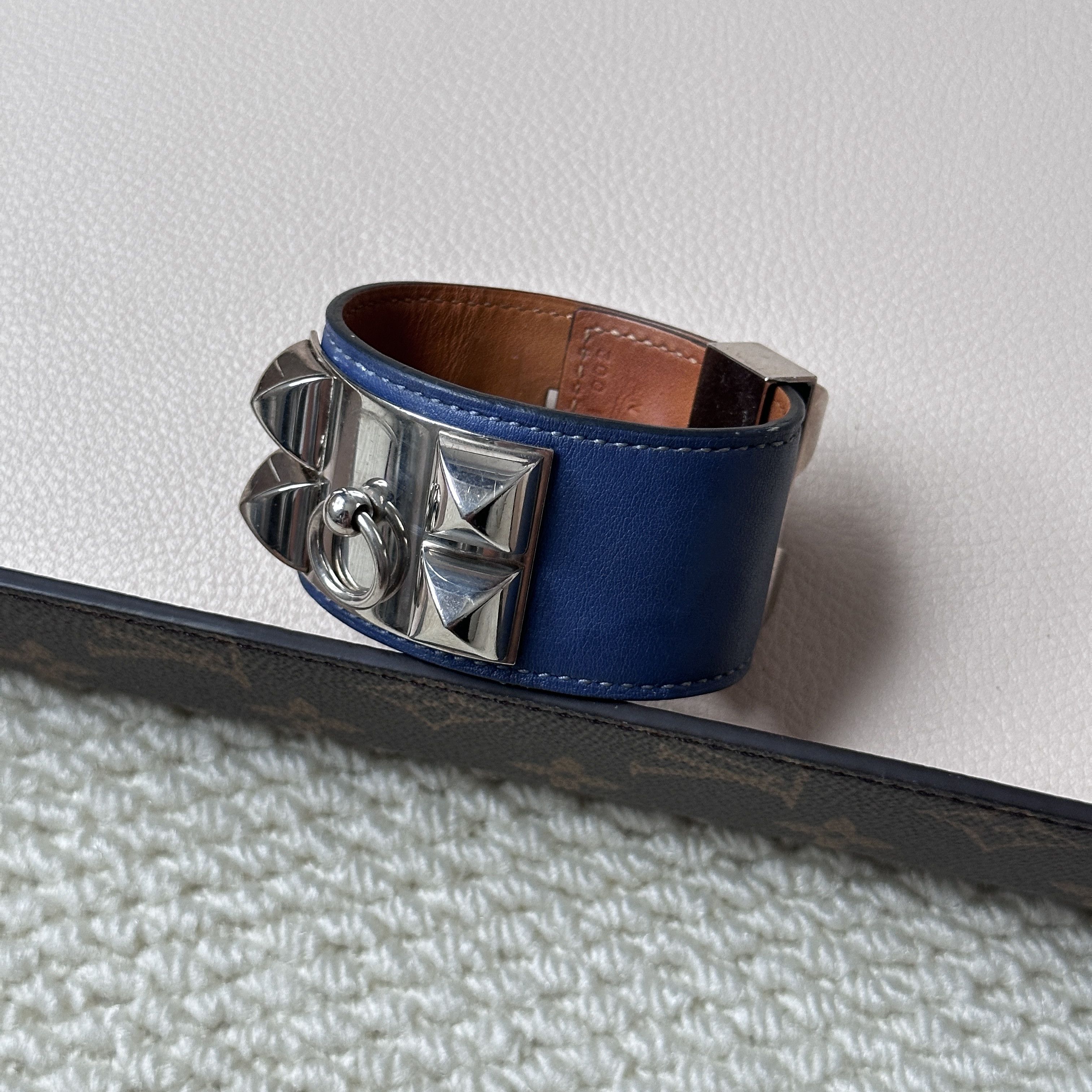 Hermes HERMÈS BLUE LEATHER COLLIER DE CHIEN BRACELET Size ONE SIZE - 1 Thumbnail