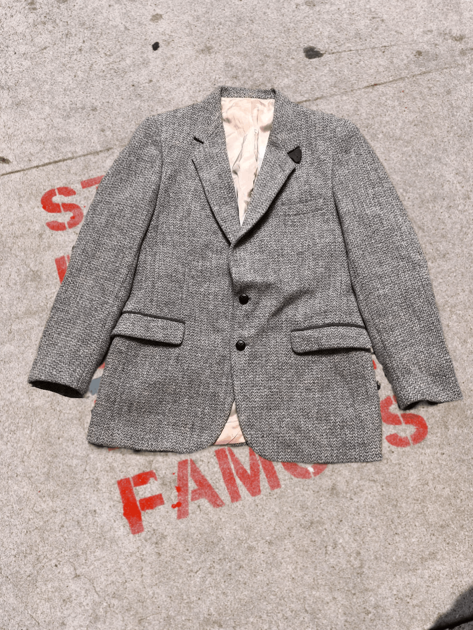 Harris Tweed Streetwear Wool Blazers Gray Button Ups Y2K Harris Tweed Size 52R - 1 Thumbnail