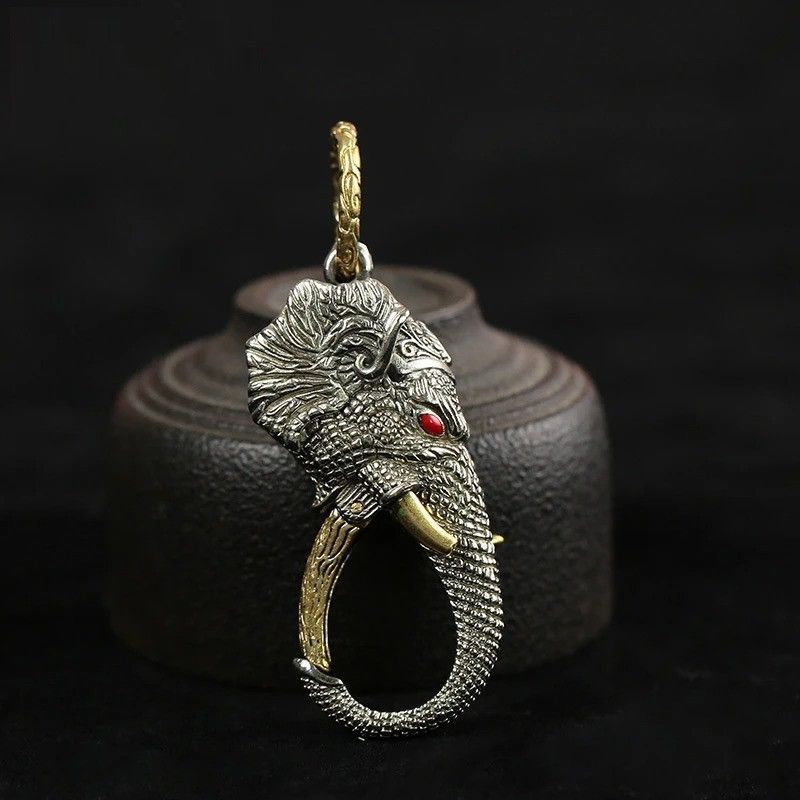 Other Wild Elephant Keyring Car Keychain Brass Holder Hanging Size ONE SIZE - 1 Thumbnail