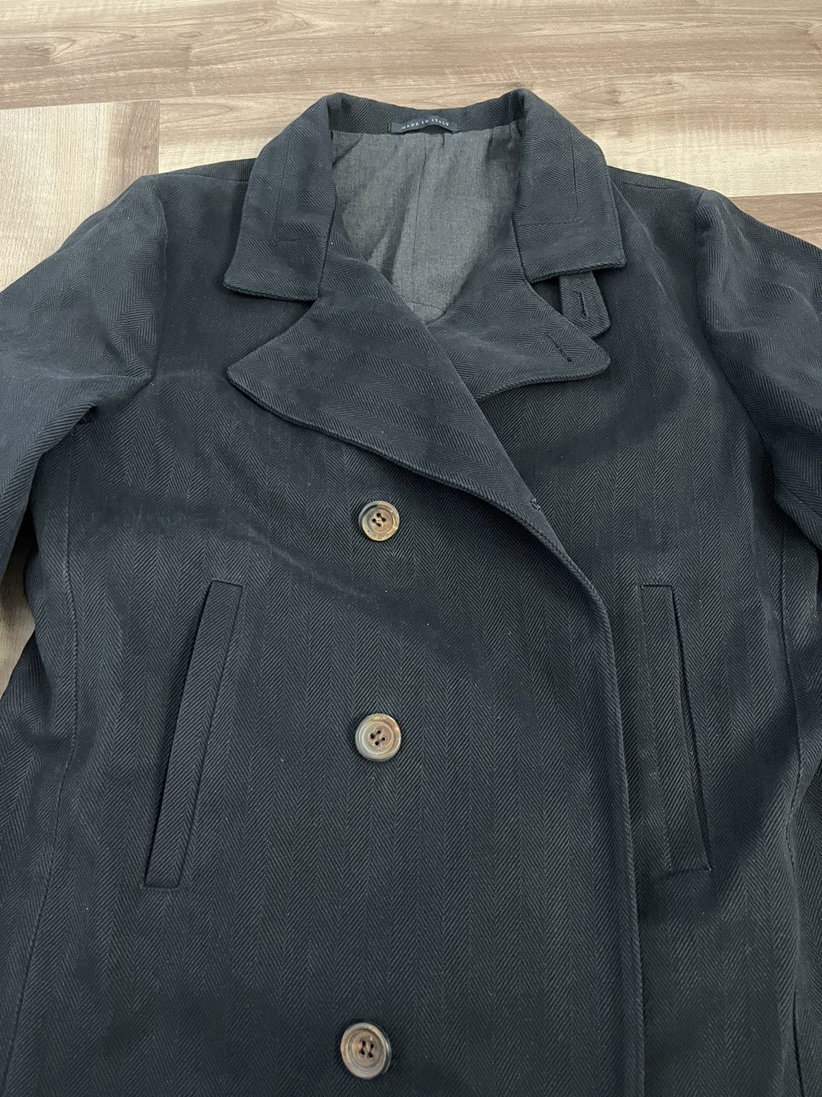 Luigi Bianchi Black herringbone coat Size US M / EU 48-50 / 2 - 2 Thumbnail