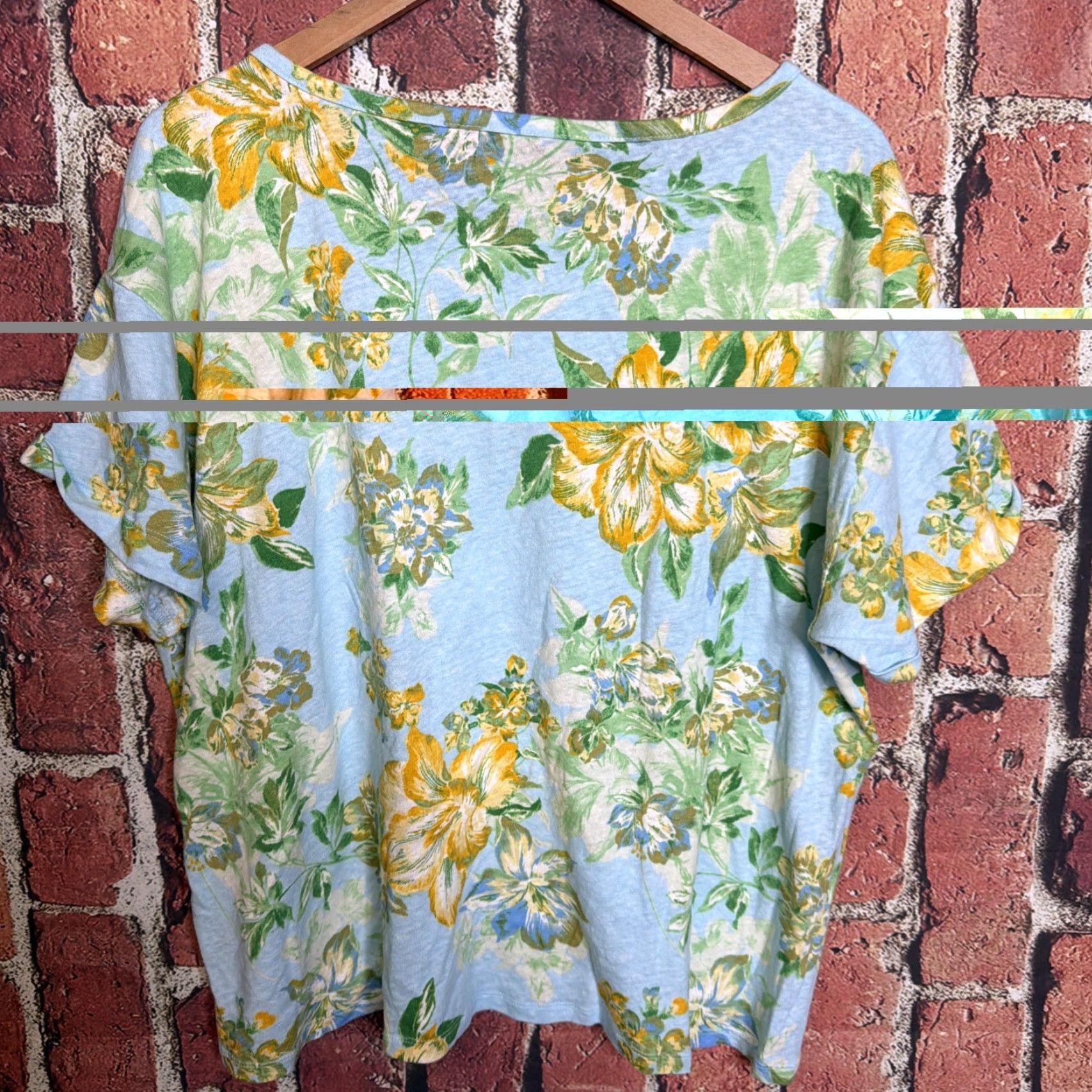 Talbots Talbots T-Shirt Womens M Blue Geometric Floral Beach Nautical Linen Cotton Blend Size M / US 6-8 / IT 42-44 - 3 Thumbnail