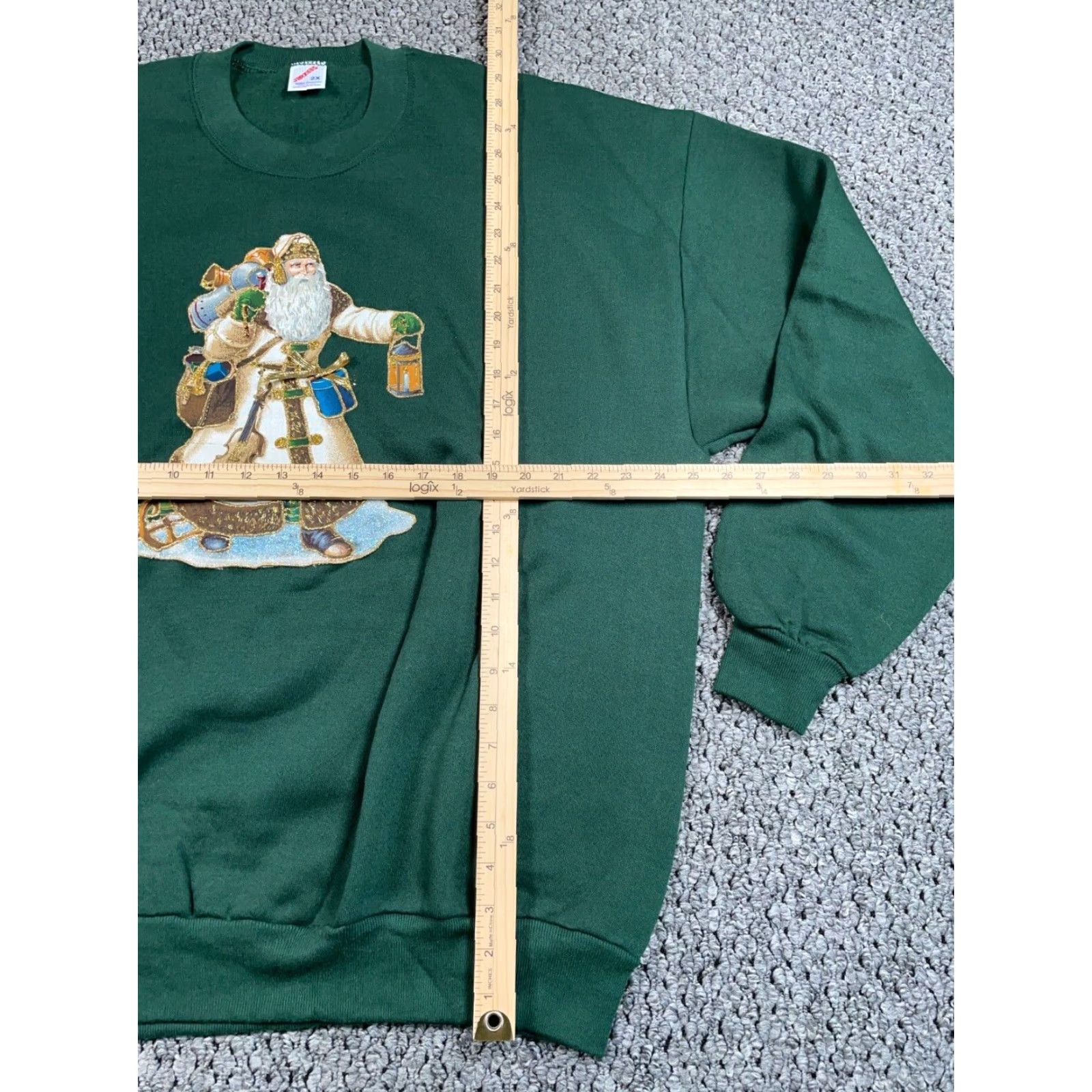 Jerzees VINTAGE Jerzees Sweatshirt Santa Claus Christmas Holiday Crewneck 2X Women Green 90s Glitter Size XXL / US 16-18 / IT 52-54 - 5 Thumbnail