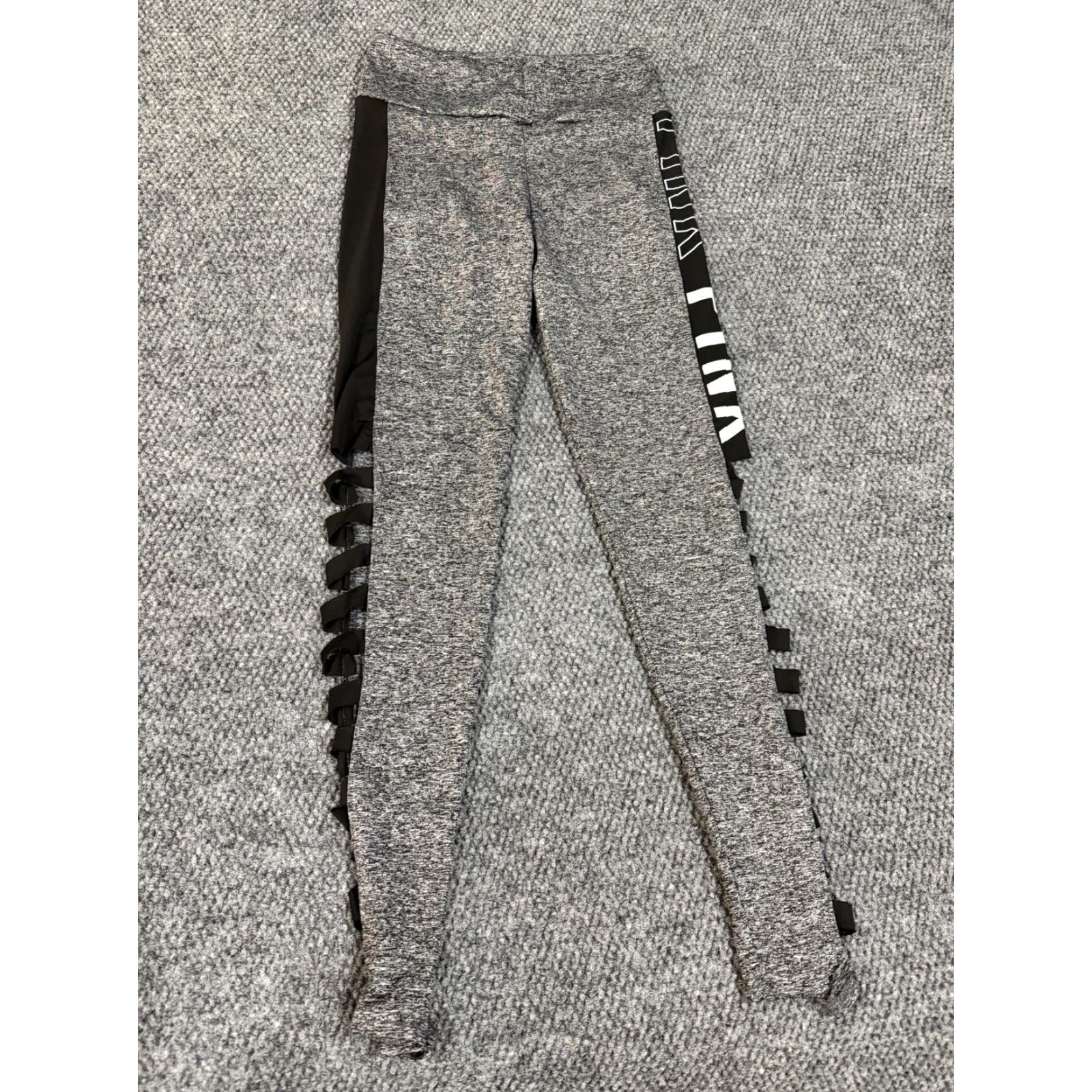 Logo 7 Leggings Womens Large Gray Side Lace Up Cutout Logo Panel Athletic Yoga Pants Size 36" / US 14 / IT 50 - 2 Thumbnail