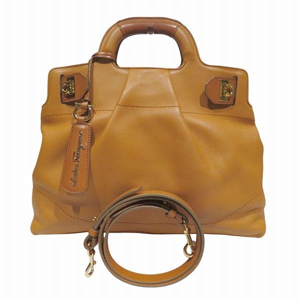 Salvatore Ferragamo Salvatore Ferragamo Gancini 2Way Bag Leather Shoulder Bag 21C537 in Black, Women's