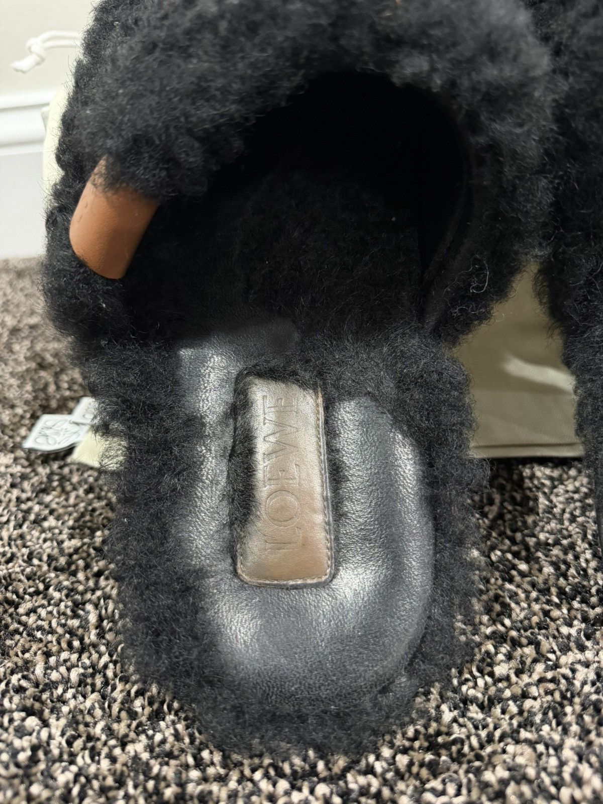 Loewe Loewe Shearling Black Wool Anagram Logo Slip On Slippers Size US 9 / EU 42 - 10 Thumbnail