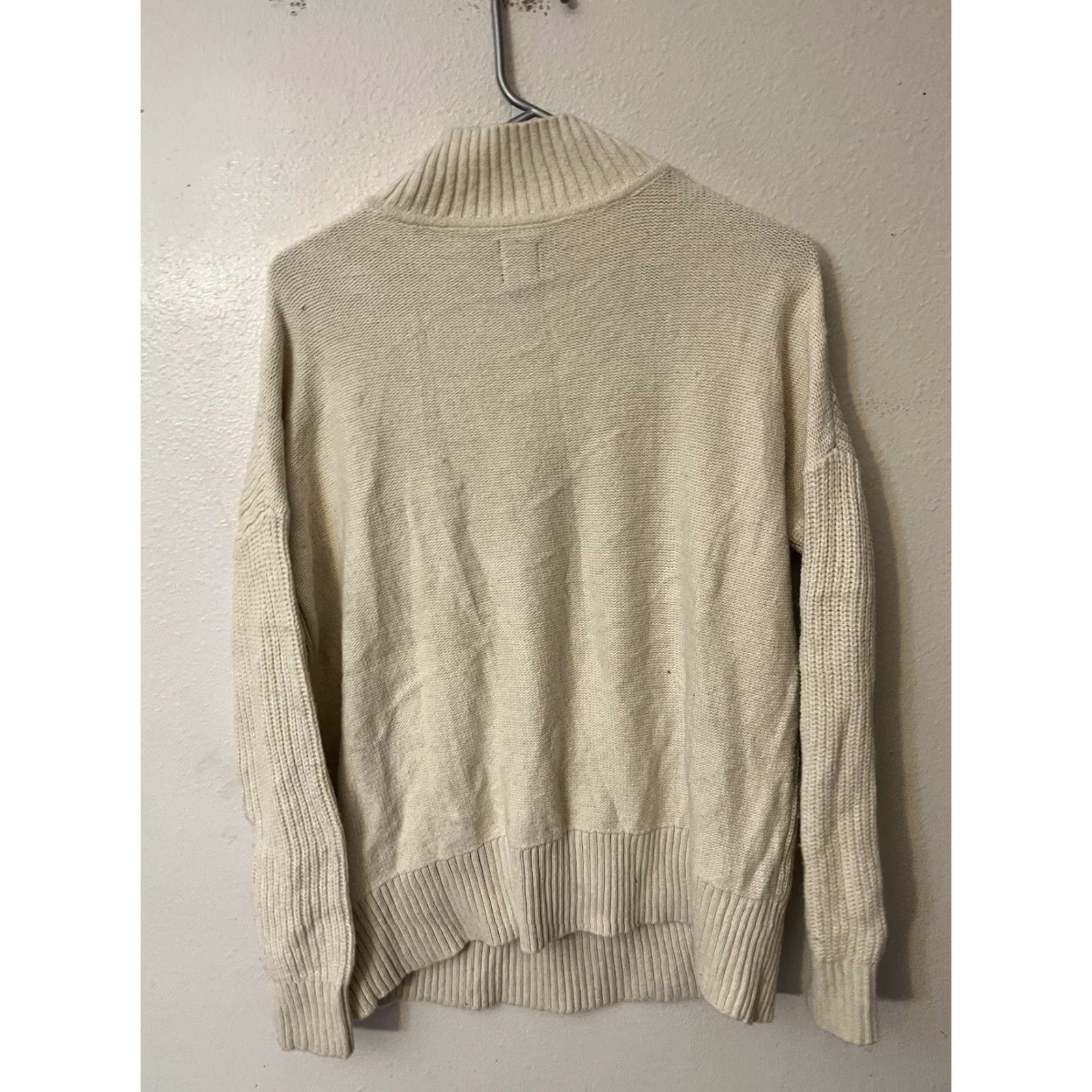 Gap Womens Gap Long Sleeve Mock Neck Cable-Knit Sweater XS Cream Size XS / US 0-2 / IT 36-38 - 2 Thumbnail
