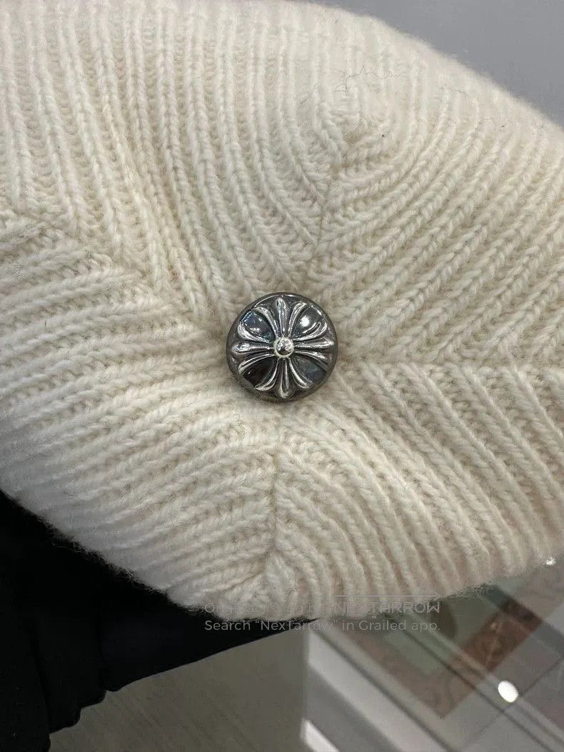 Chrome Hearts Chrome Hearts white wool beanie with cross silver jewelry a Size ONE SIZE - 4 Thumbnail