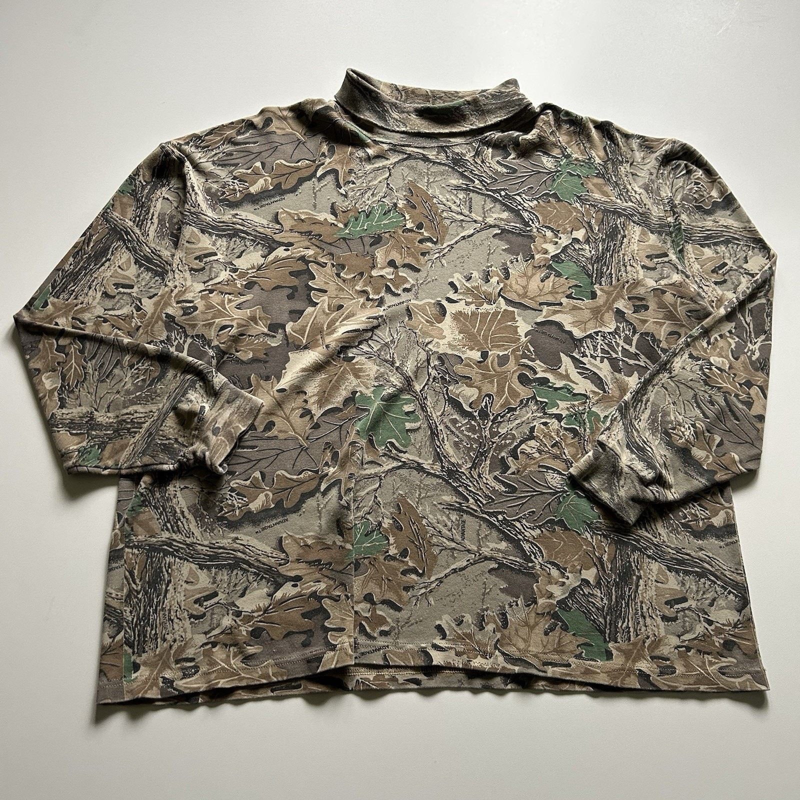Vintage 90s Real Tree Camo Long Sleeve Shirt XL Turtle Neck