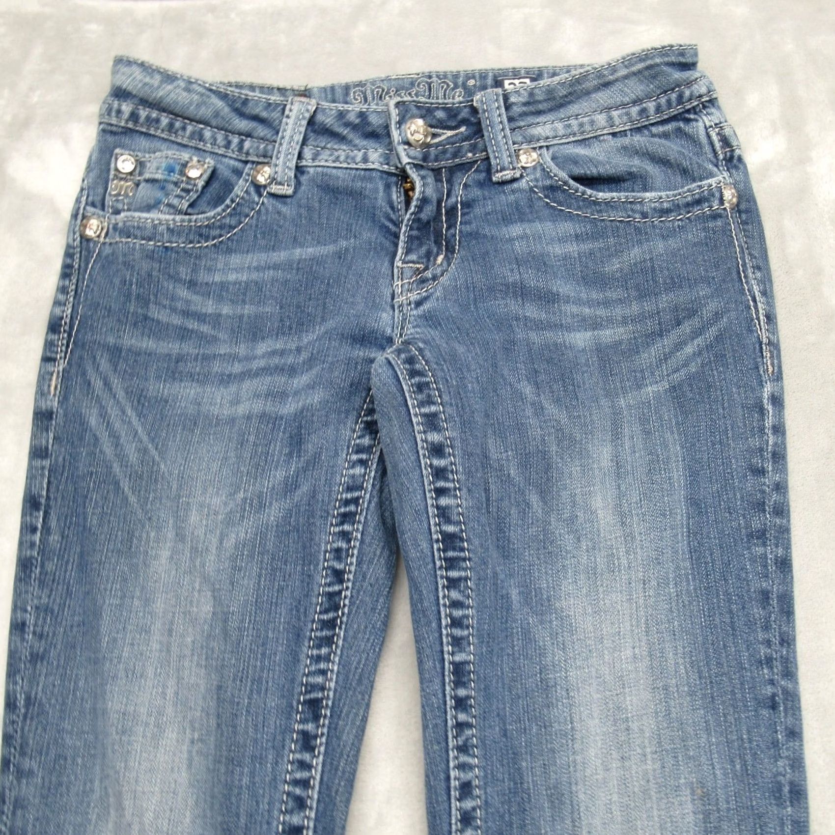 Miss Me Miss Me Jeans Womens Bootcut Blue Embellished Embroidered Pockets Zip 27 28X33 Size 28" / US 6 / IT 42 - 7 Thumbnail