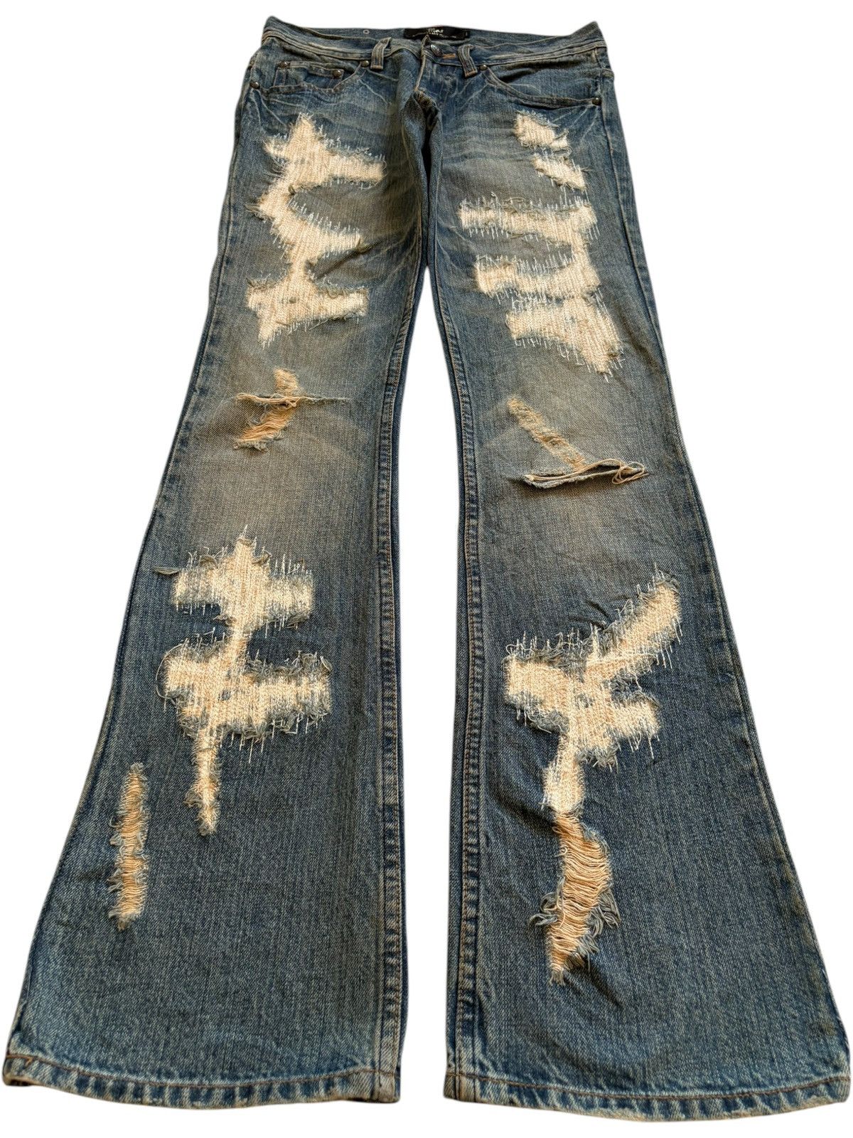 If Six Was Nine Vintage Midas Sashiko Rusty Mud Wash Bootcut Flare Jeans Size US 30 / EU 46 - 1 Thumbnail