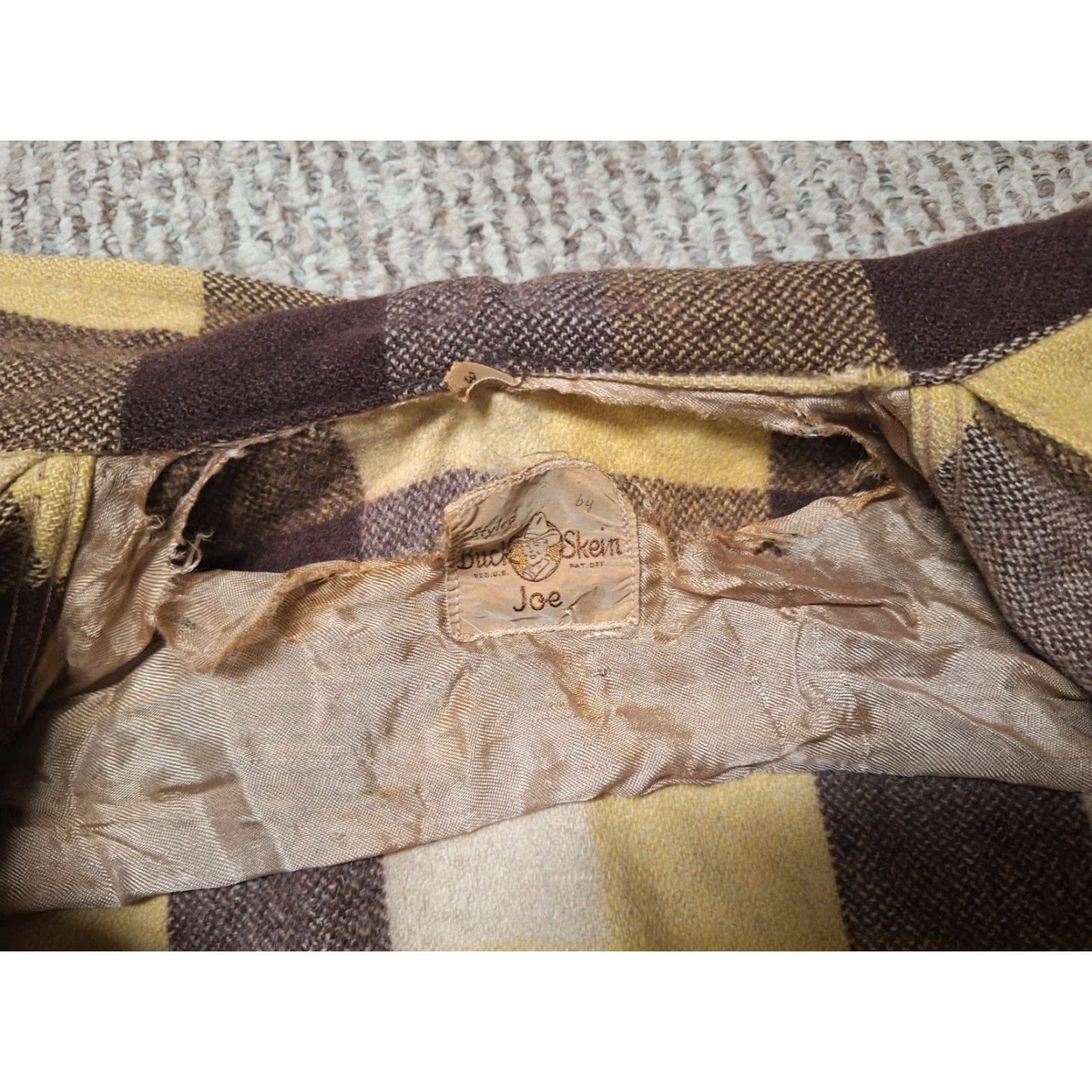 Vintage VINTAGE Buck Skein Joe Jacket Wool Full Zip Plaid S/M Unisex Adults Brown 40s/50s Mens Womens Size US S / EU 44-46 / 1 - 2 Thumbnail