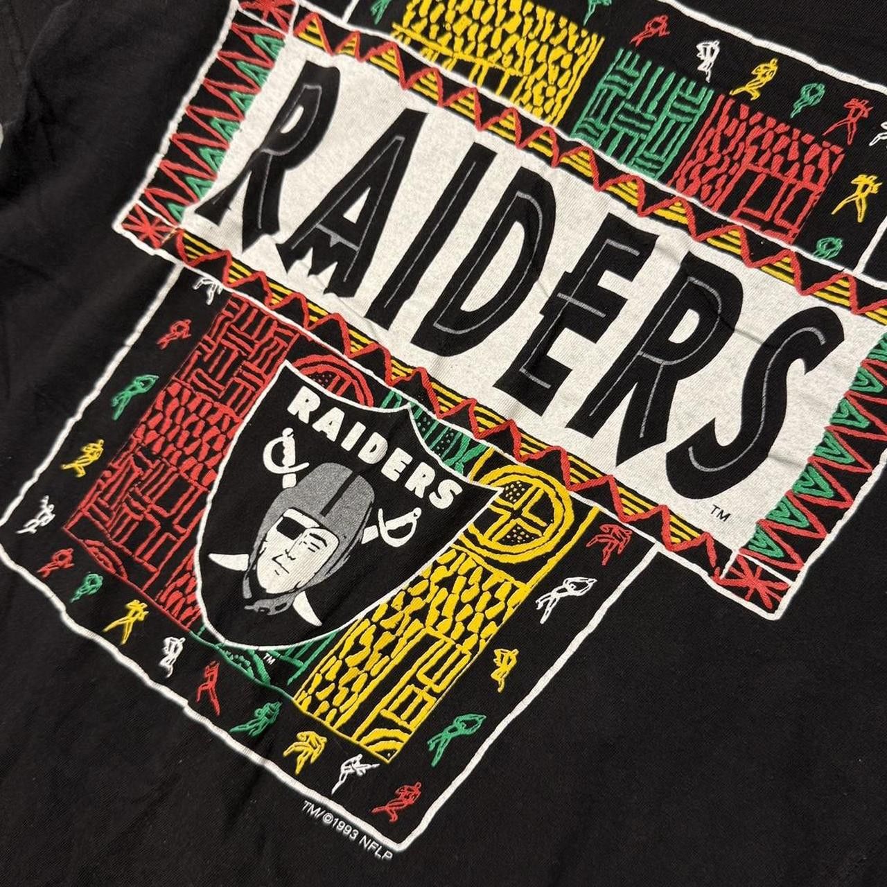 Logo 7 × NFL × Vintage Oakland Raiders Rare Mexico Logo 7 Black Tee Shirt Large Size US L / EU 52-54 / 3 - 2 Thumbnail