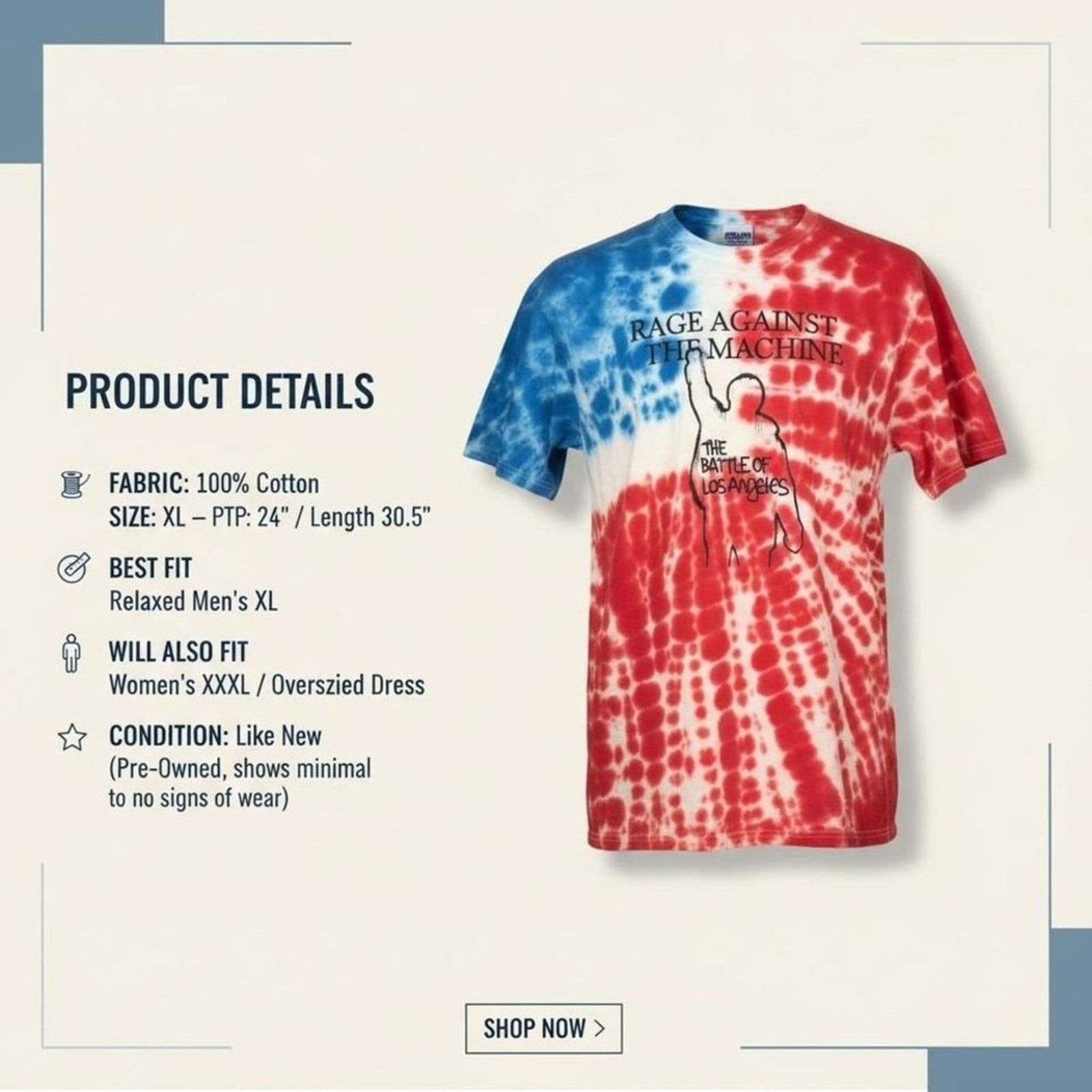 Other Rage Against The Machine Battle of LA Tie-Dye Tee XL Size US XL / EU 56 / 4 - 2 Thumbnail