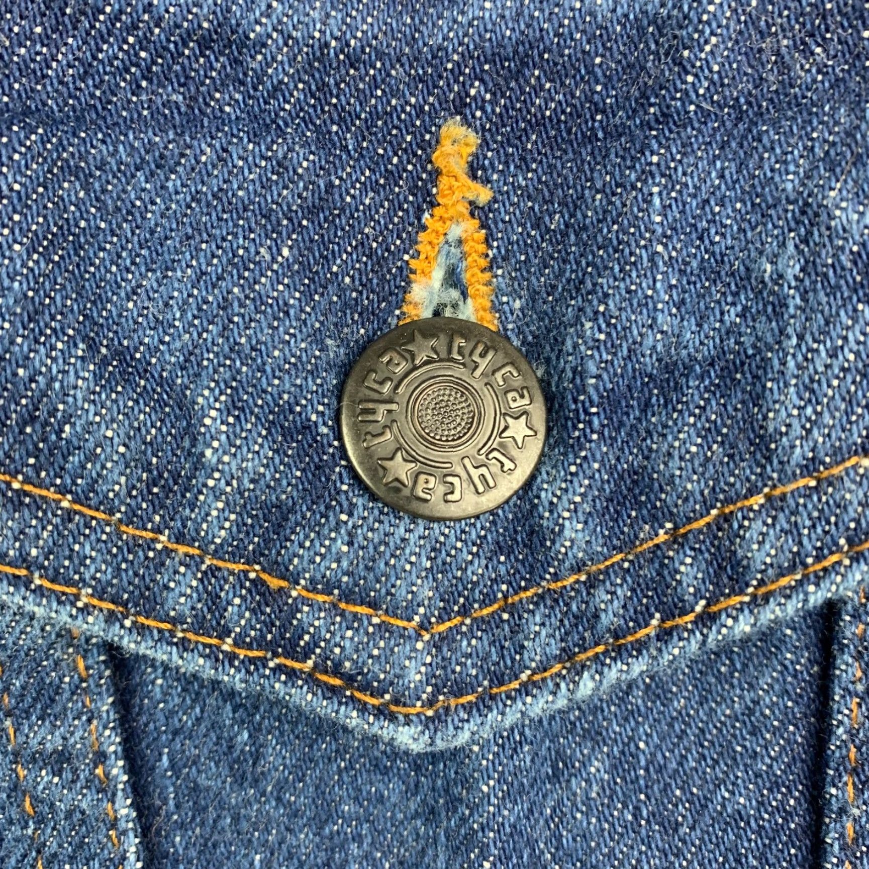 Denime VINTAGE Tyca Denim Trucker Jacket Men's Embossed Steam Engine Blue Medium USA Jacket Size US M / EU 48-50 / 2 - 5 Thumbnail