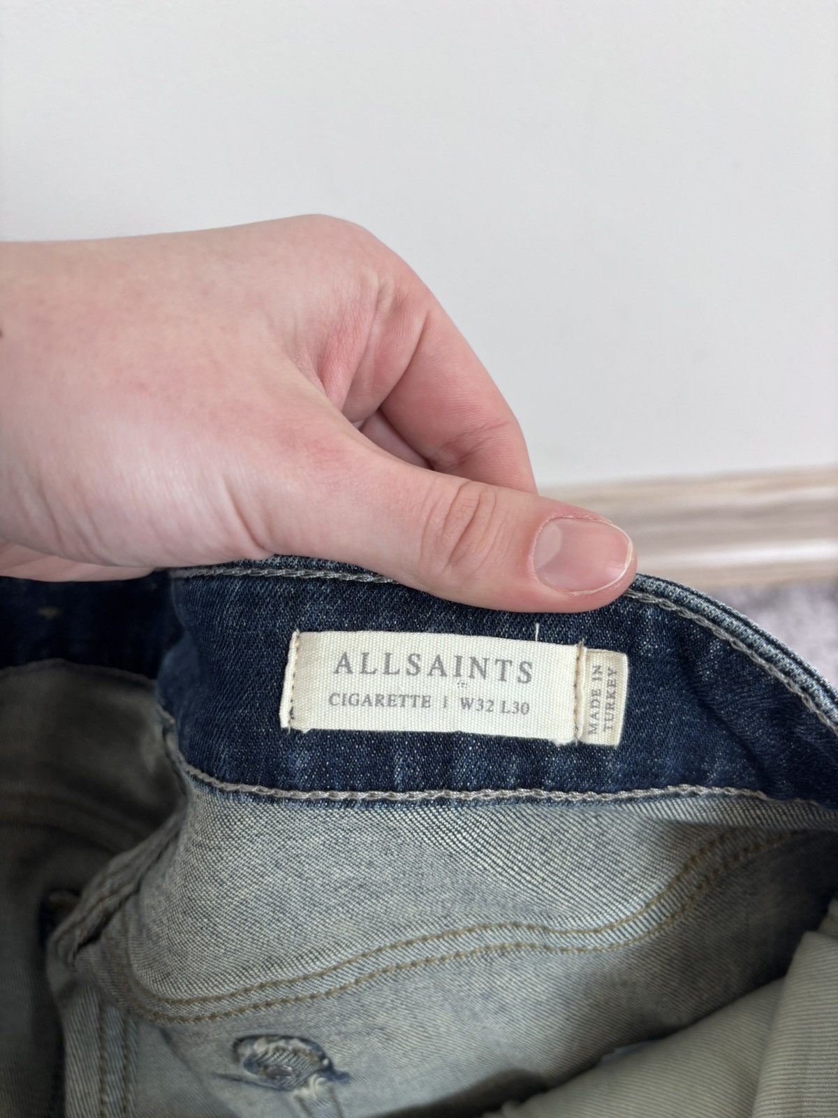 Allsaints AllSaints Cigarette Men’s Navy Blue Denim Jeans Skinny Slim Size US 32 / EU 48 - 12 Thumbnail