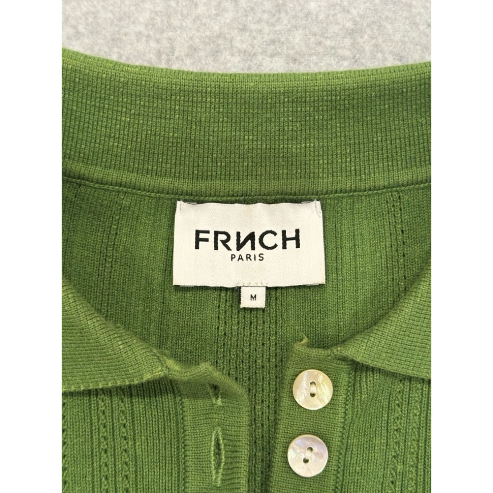 FRNCH FRNCH Green Ribbed Polo Sweater Size M / US 6-8 / IT 42-44 - 6 Thumbnail