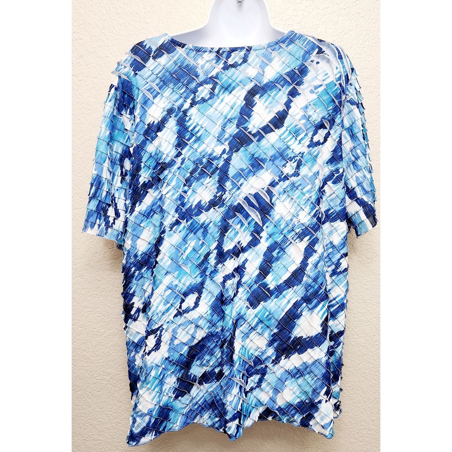 Other Alfred Dunner Blue White Ruffle Pleats Short Sleeve Top 2X Size XXL / US 16-18 / IT 52-54 - 4 Thumbnail