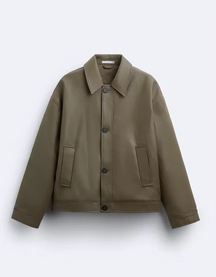 Other Casual PU Leather Loose Basic Brown Jacket Size US L / EU 52-54 / 3 - 4 Thumbnail