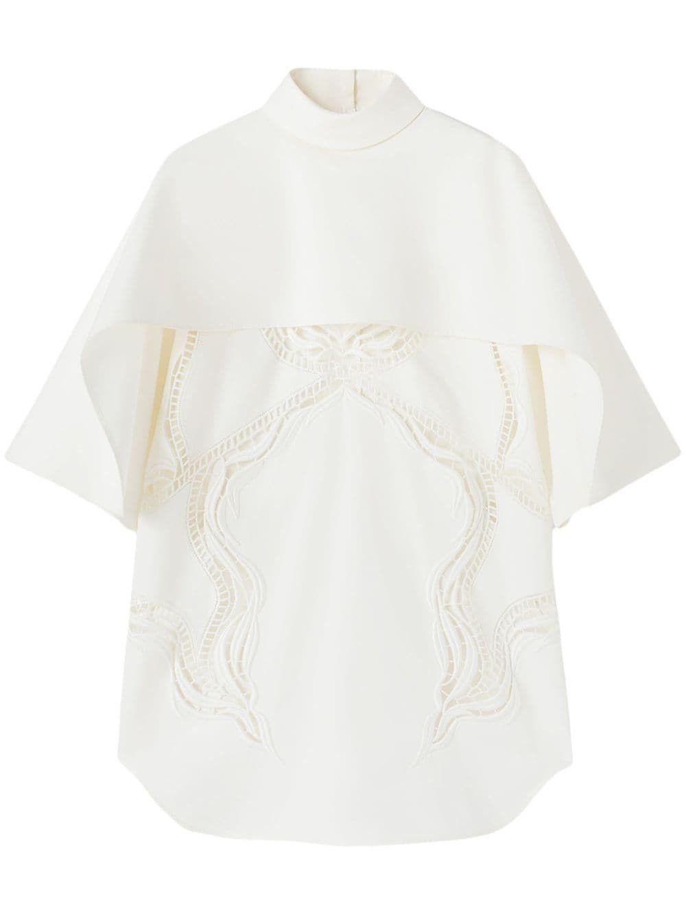 Jil Sander o1w1db10825 Lace-Detail Cape Top in Ivory Size L / US 10 / IT 46 - 1 Thumbnail