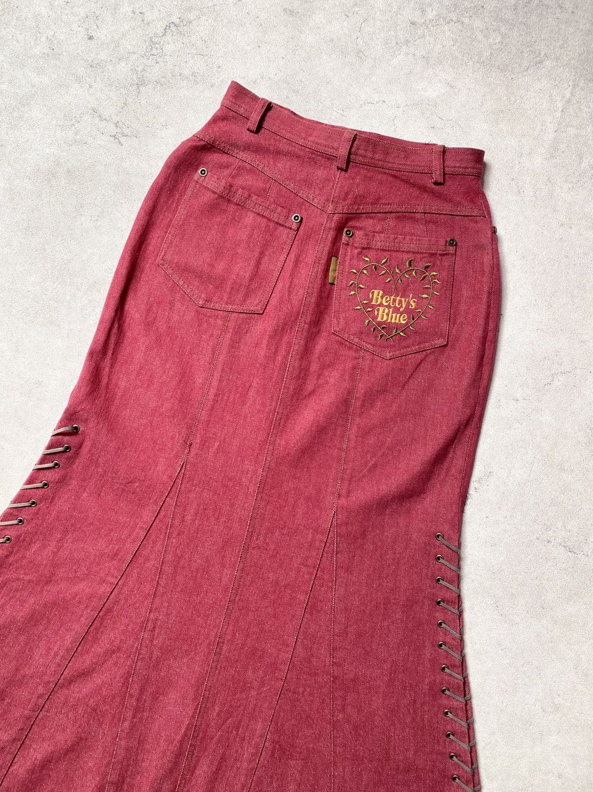 If Six Was Nine Vintage Y2K Betty’s Blue Shinji Abe Burgundy Maxi Skirt Size 28" / US 6 / IT 42 - 11 Thumbnail