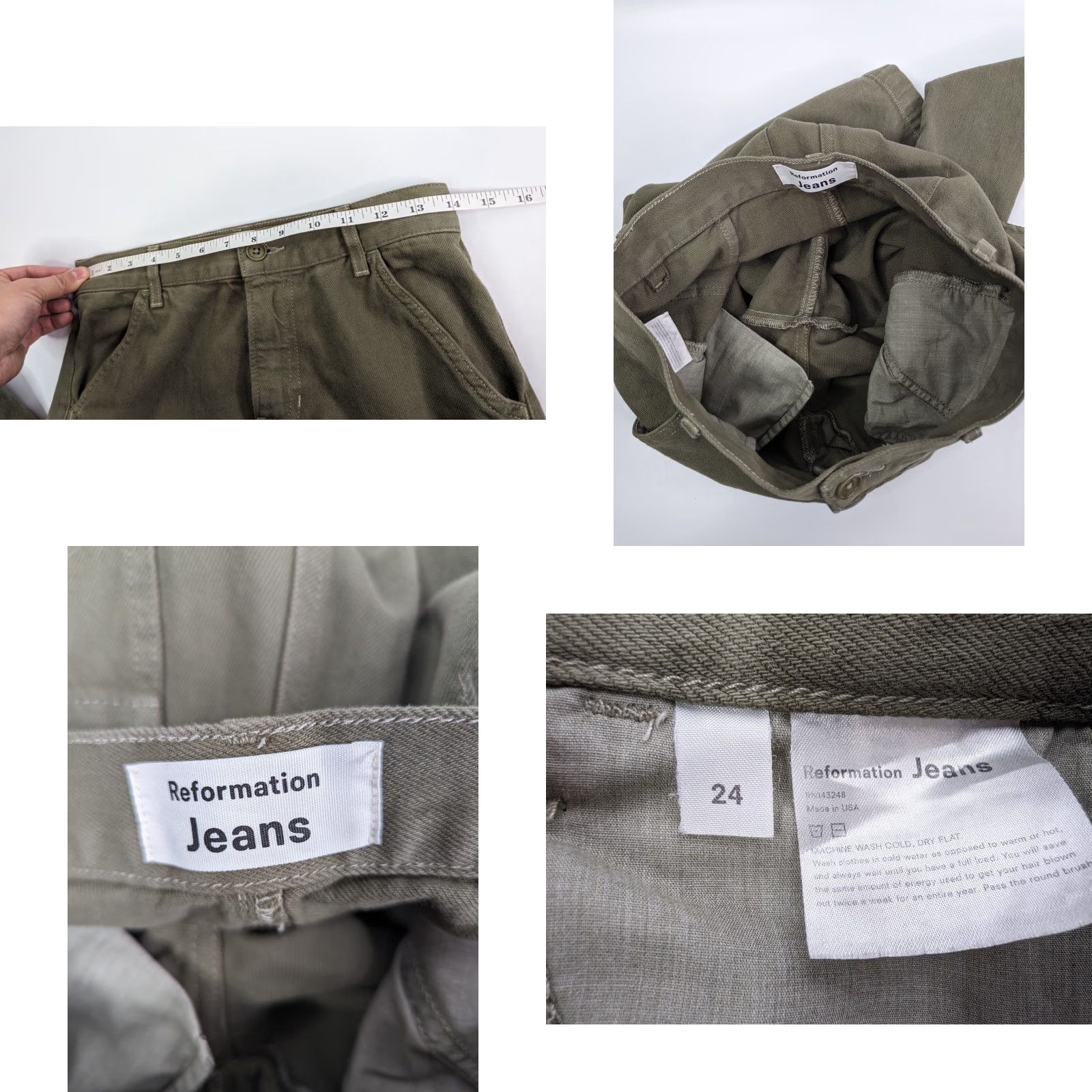 Reformation Reformation Pants Cargo Women High Rise Size 24 Olive Army Wash Size 42" / US 20 - 8 Thumbnail